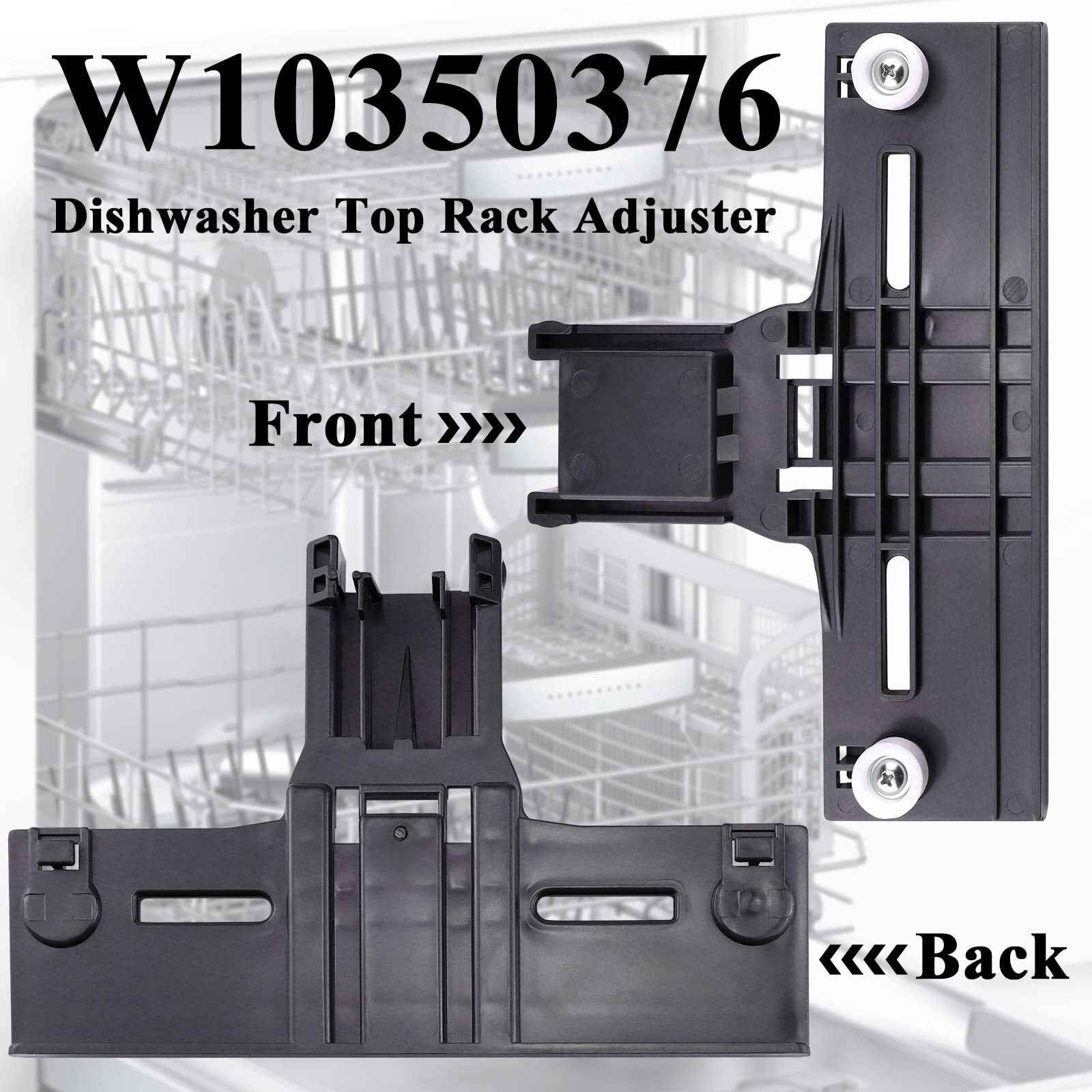 Upgraded W10350376 Dishwasher Top Rack Adjuster Part Repair Kit (10Pcs) With W10195840 & W10195839 & W10250160 & W10508950 Upper Parts Replacement For Whirlpool Kenmore Dishwasher
