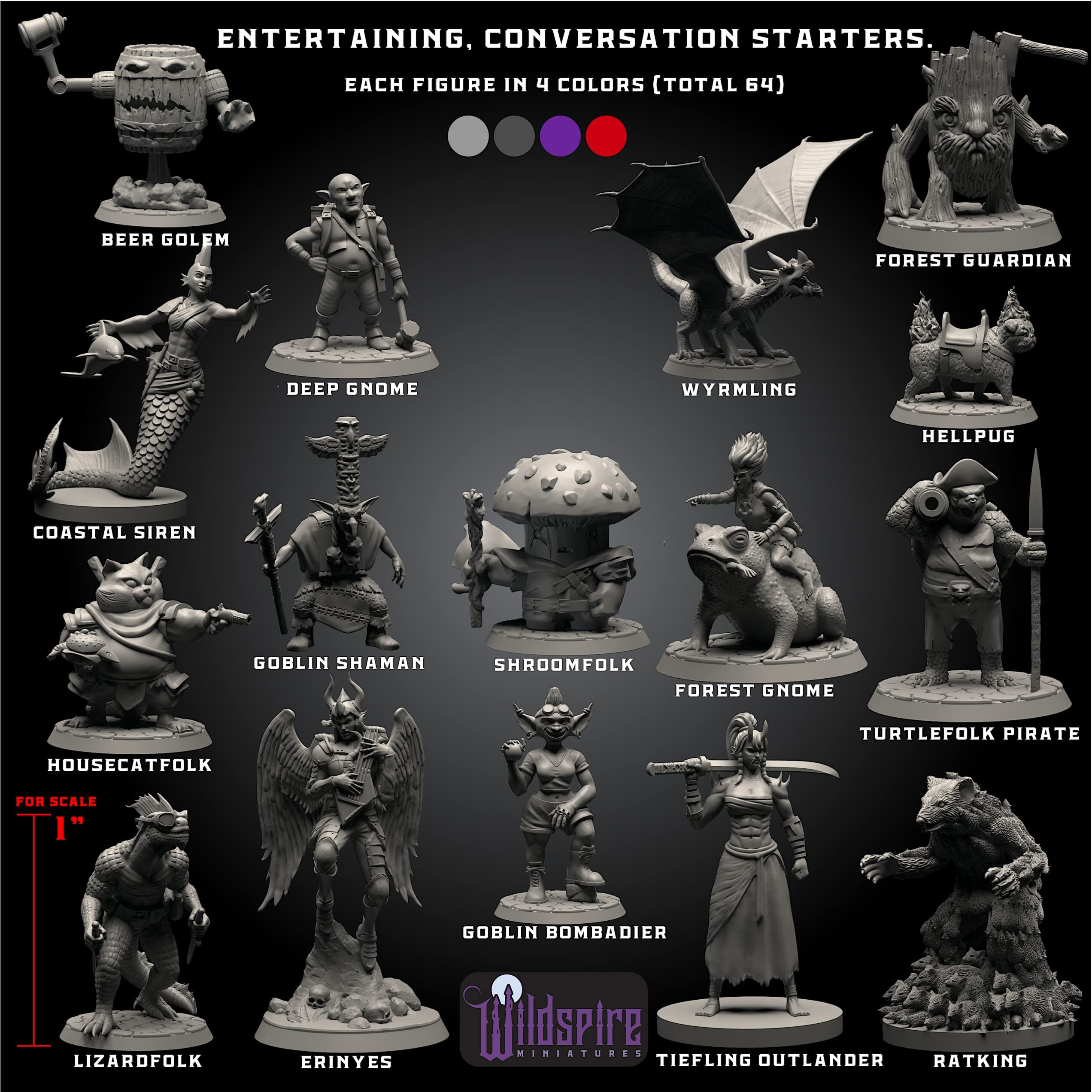 Wildspire Monsters Pack For Dnd Miniatures Booster Pack Of 16 Dnd Monsters Minis 28Mm-32Mm Scale Dnd Accessories D&D Miniatures Dnd Minis Dnd Figures Starter Set Tabletop Heroquest Minis