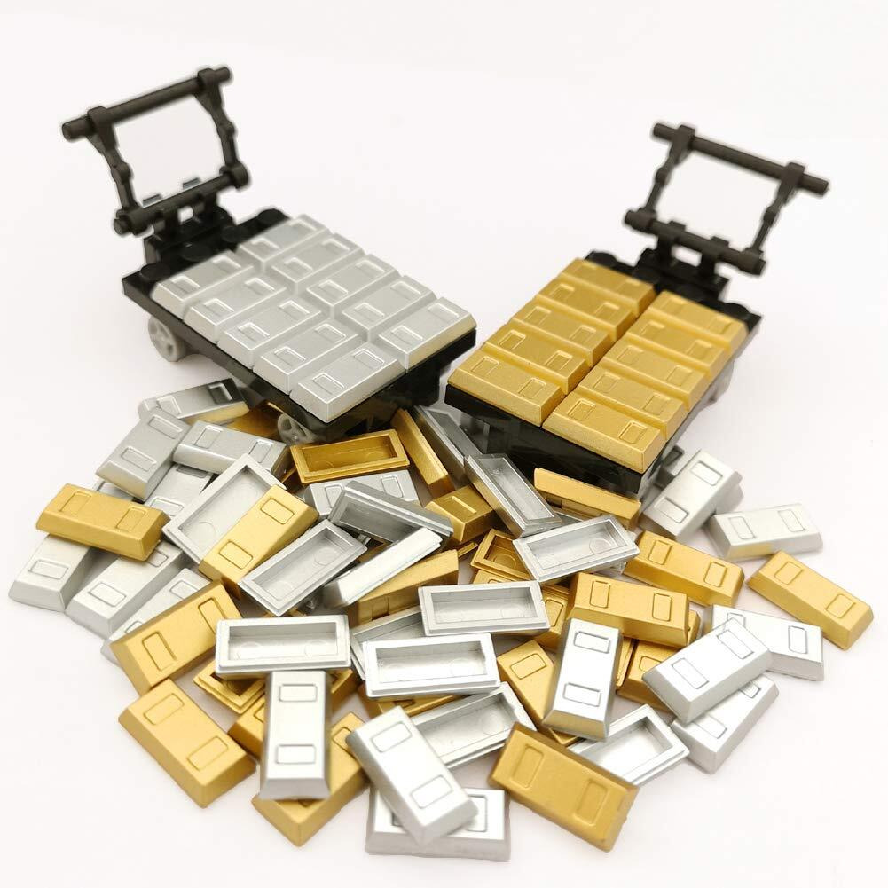 Sprite World Plating Gold Bars Sliver Bars Brick Blocks Toy Treasure Set For Mini Figures Compatible Major Brands