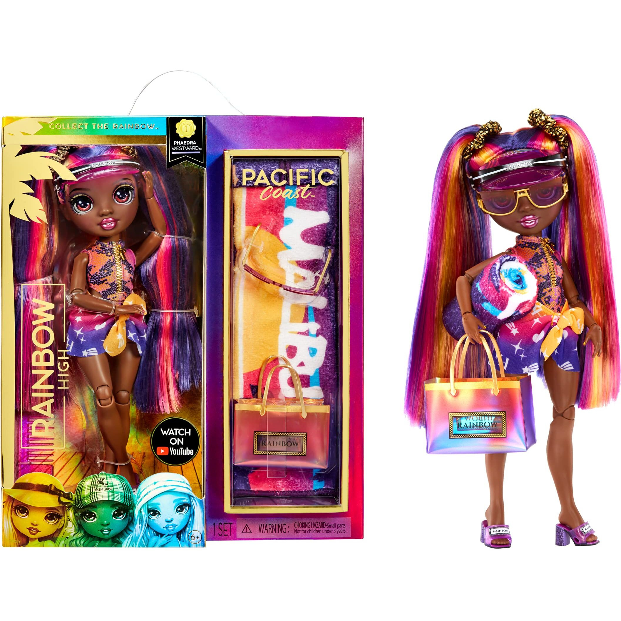 Rainbow High Pacific Coast Phaedra Westward- Sunset (Purple) Fashion Doll With 2 Designer Outfits  Pool Accessories Playset  Interchangeable Legs