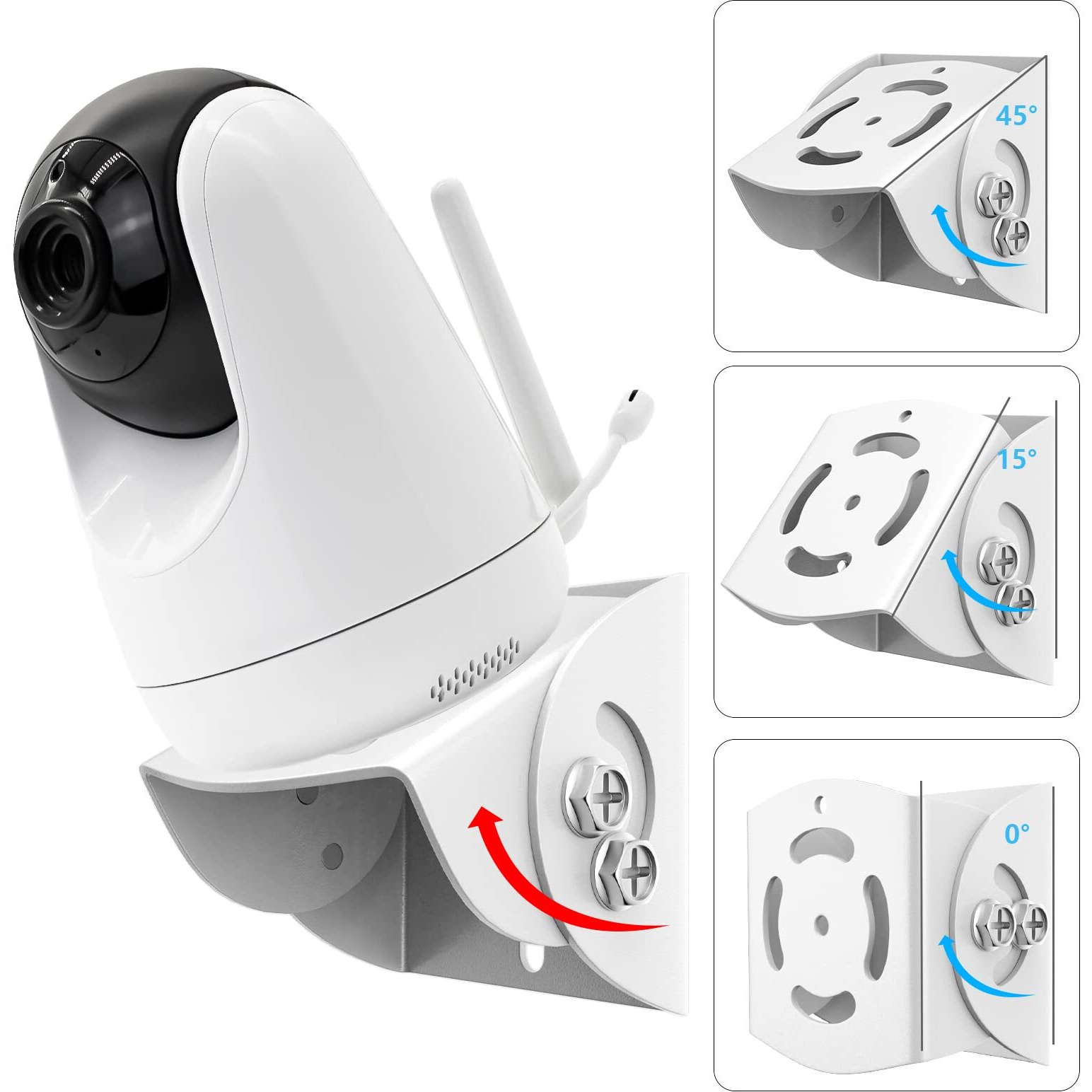 2 Pack-Adjustable Angle Wall Mount For Baby Monitor For Motorola  Vava  Arlo  Hellobaby  Babysense Monitor  Easy Installation - Wall Mount Only