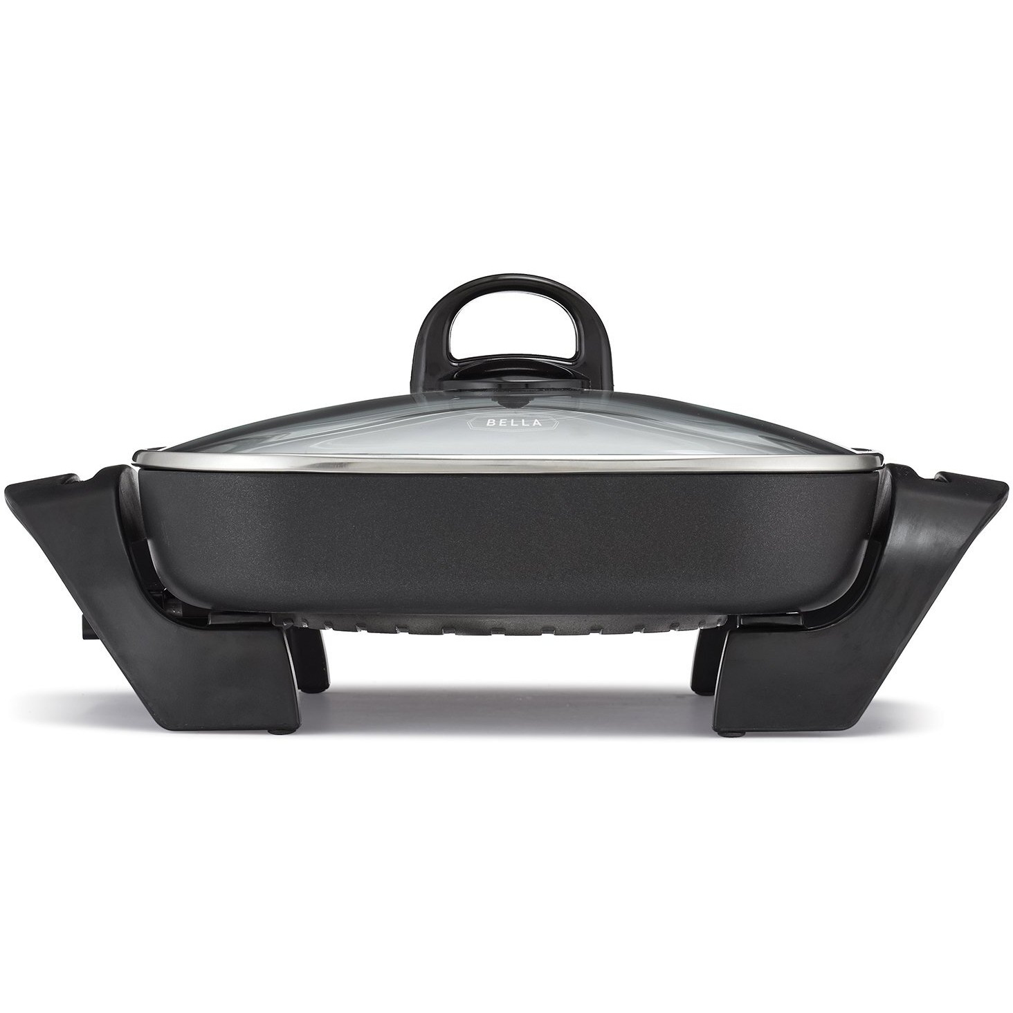 Bella Electric Skillet And Frying Pan With Glass Lid  Nonstick Coating  Cool Touch Handles  Removable Heating Probe  Dishwasher Safe  12 X 12 Inch  Black