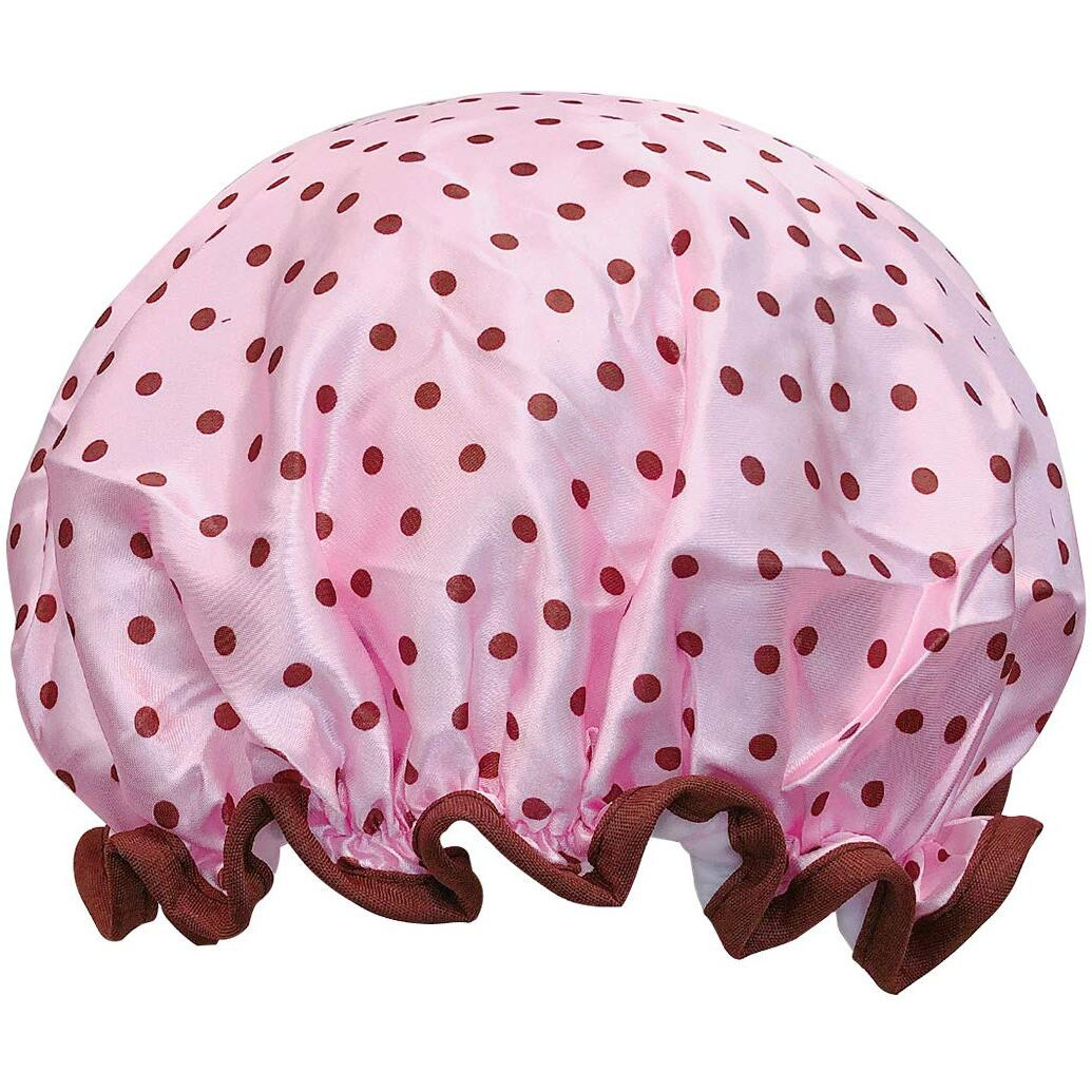 Allydrew Reusable Women's Waterproof Shower Caps For Long Hair  Pink Polka Dots