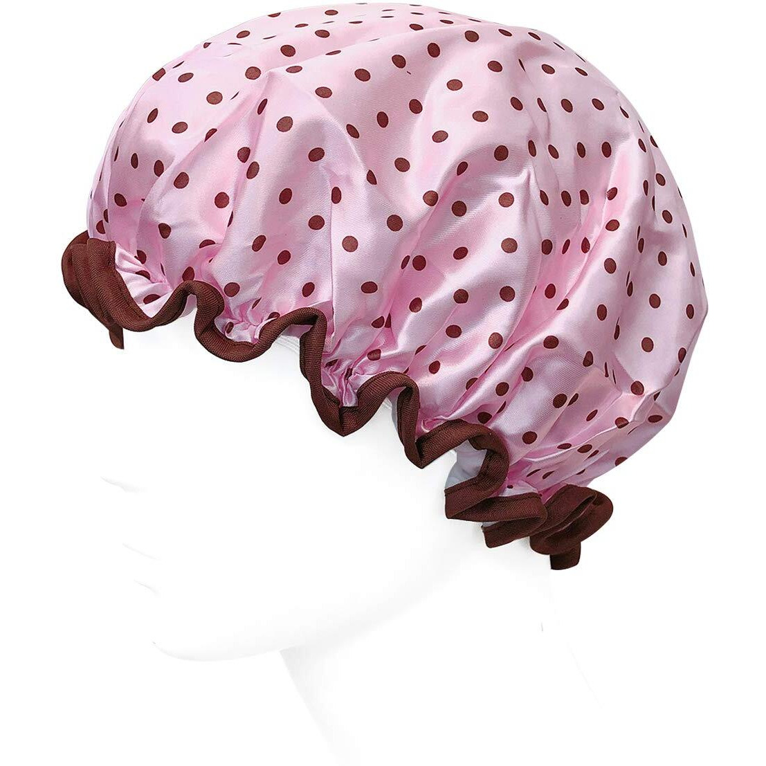 Allydrew Reusable Women's Waterproof Shower Caps For Long Hair  Pink Polka Dots