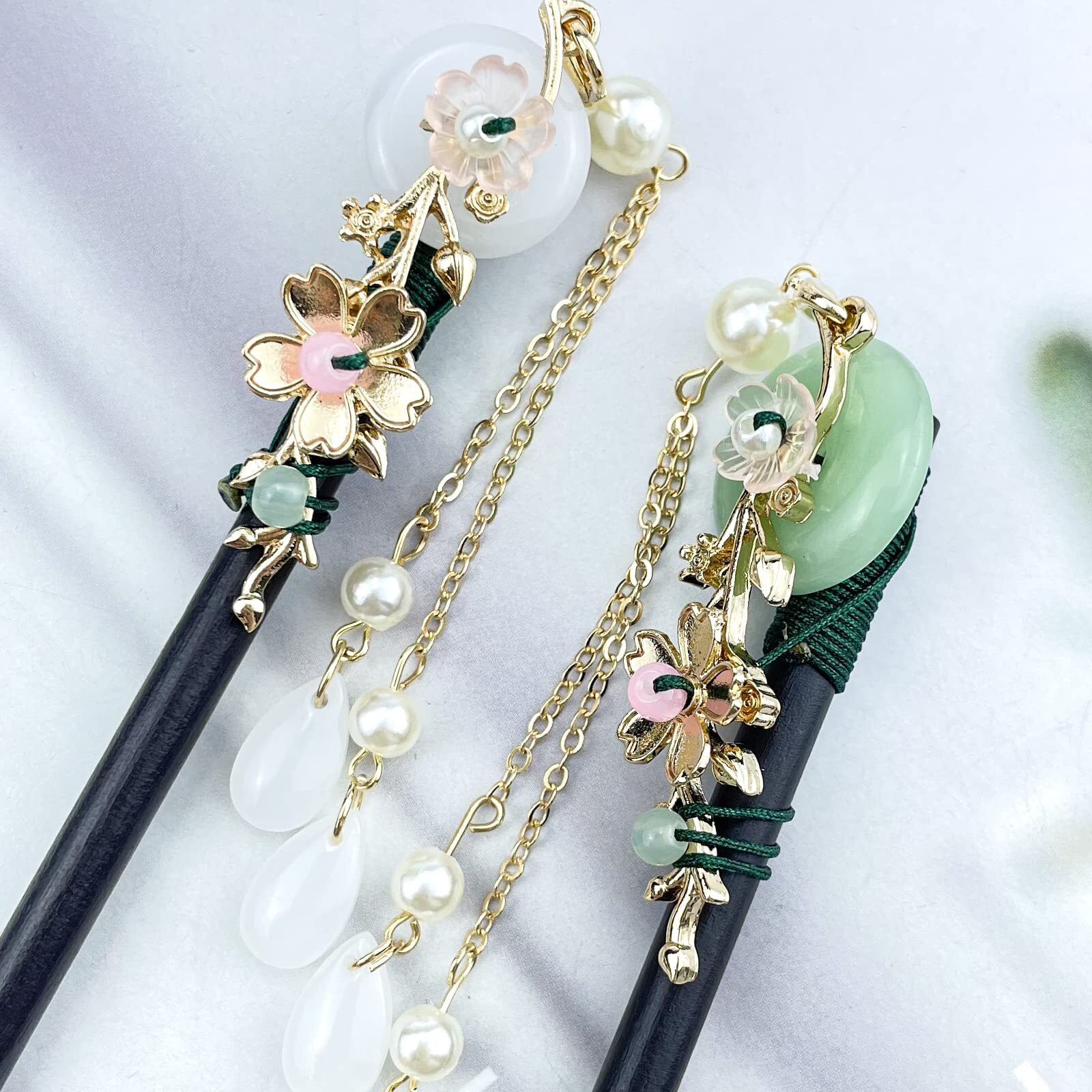 4 Pcs Japanese Chinese Hair Stick Retro Wooden Hairpin Flower Hair Chopsticks Vintage Hanfu Pins Headdress Classic Hair Fork For Long Hair Women