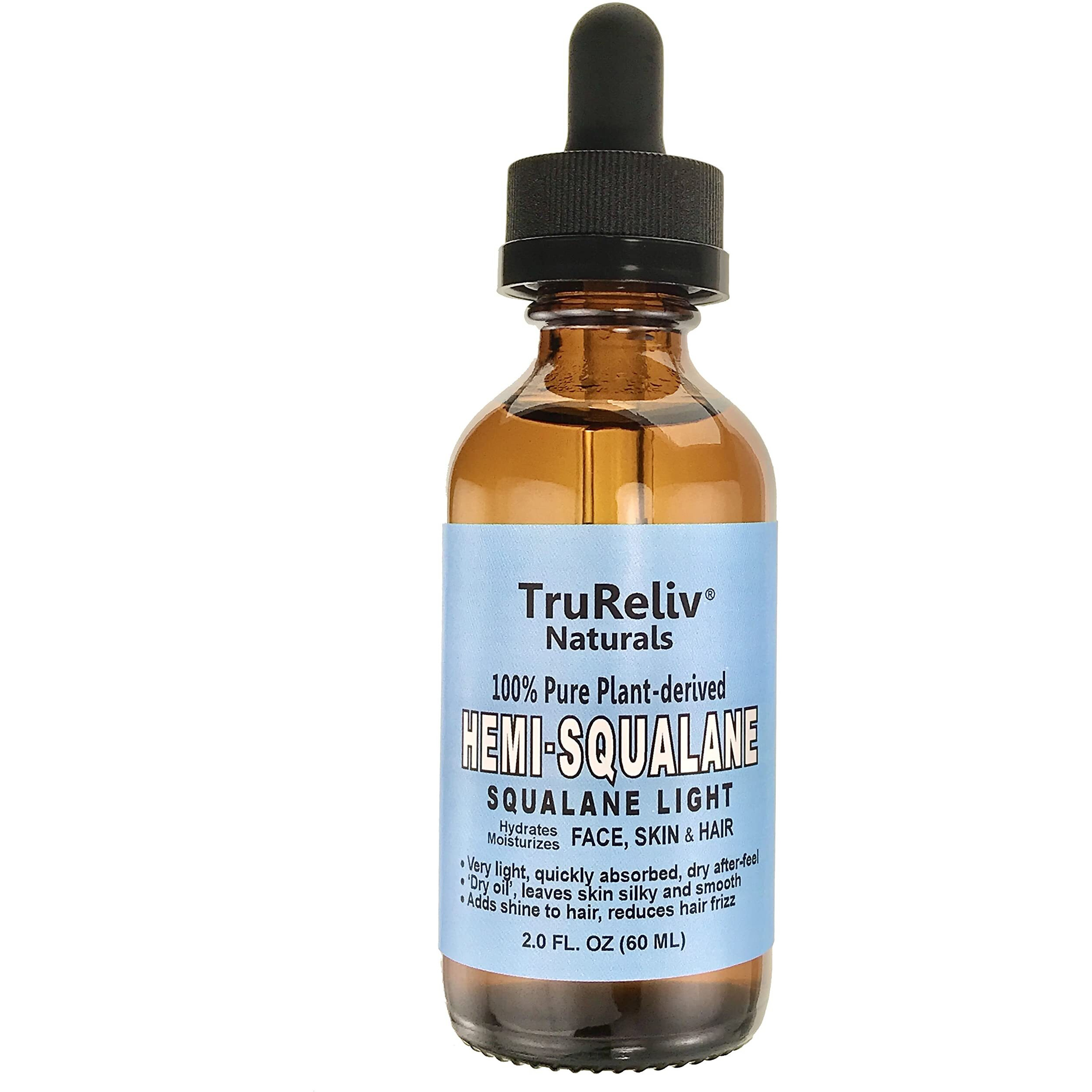 Hemisqualane 100% Pure Plant Derived  Very Light Dry Oil 2 Fl Oz  All Natural Moisturizes Hydrates Face Skin Body Hair For All Skin Types