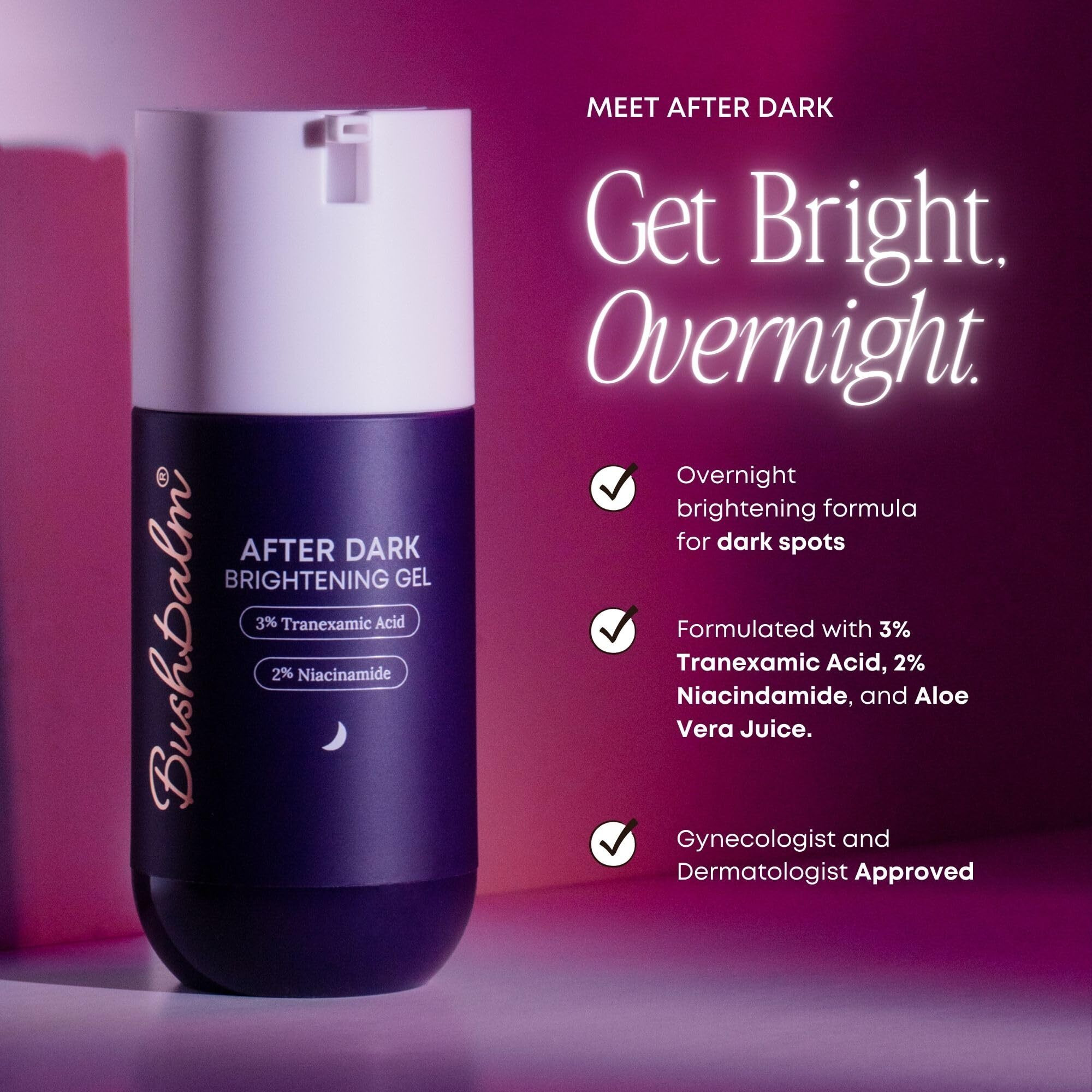 Bushbalm Dark Spot Serum - After Dark Brightening Gel For Underarm  Bikini Line And Intimate Areas - Txa  Niacinamide And Aloe Vera - Fragrance-Free  50Ml Gel