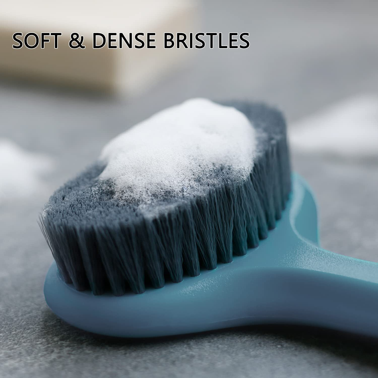 Upgraded Bath Body Brush With Comfy Bristles Long Handle Gentle Exfoliation Improve Skin's Health And Beauty Bath Shower Wet Or Dry Brushing Body Brush (14 Inch  Dark Blue)
