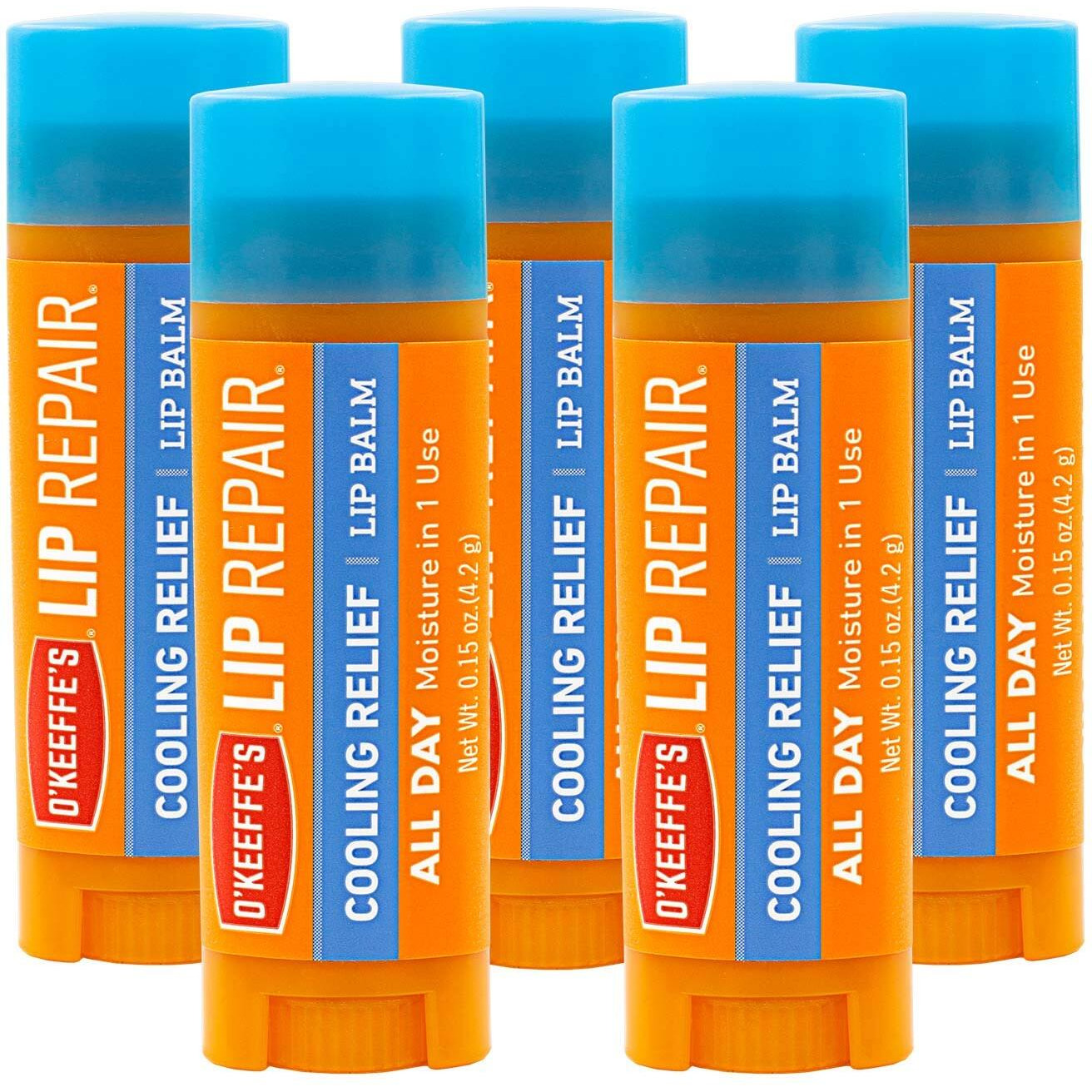O 'Keeffe 's Cooling Relief Lip Repair Lip Balm For Dry  Cracked Lips  Stick  (Pack Of 5)