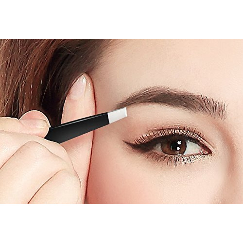 Slant Tweezers (5-Pack) - Professional Slant-Tip Tweezers In Separate Sleeves For Eyebrows And Facial Hair - Stainless Steel Brow Shaping Hair Plucker For Expert Precision Personal Care