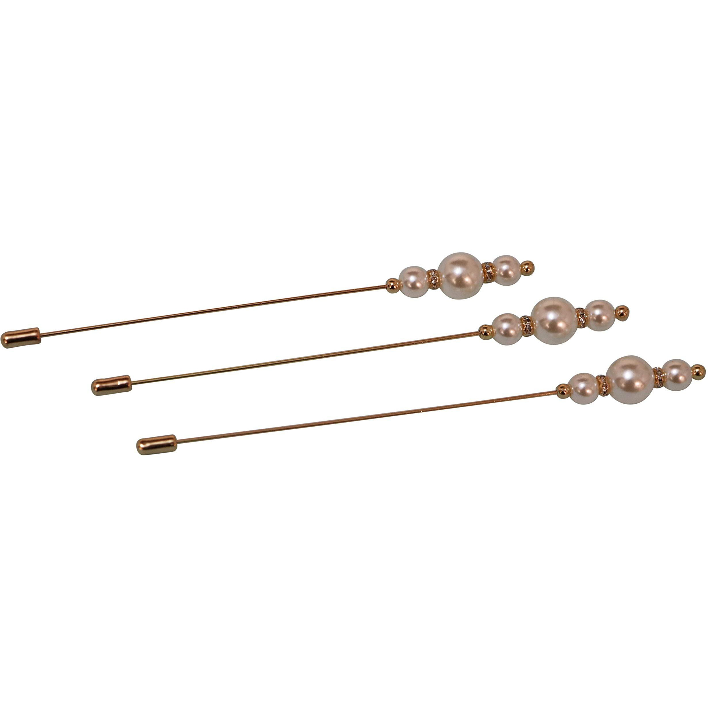Hat Pins By Prideahead - With Pearl - Elegant Hair Pin - Stick Pin/Suit Pin For Men/Women (2 Pins)