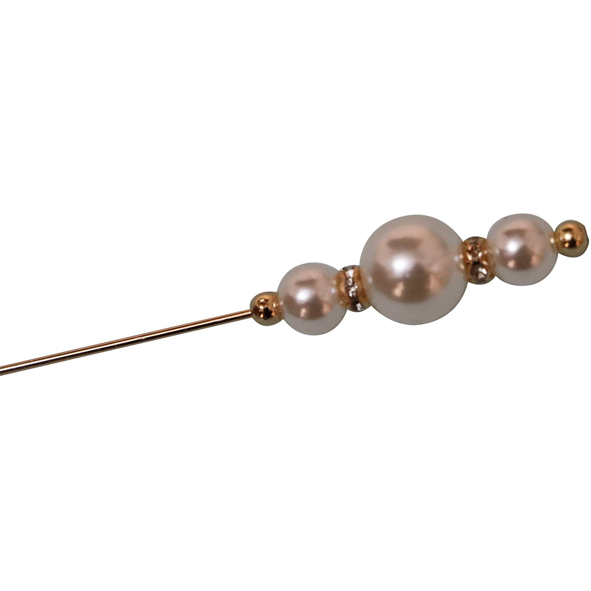 Hat Pins By Prideahead - With Pearl - Elegant Hair Pin - Stick Pin/Suit Pin For Men/Women (2 Pins)