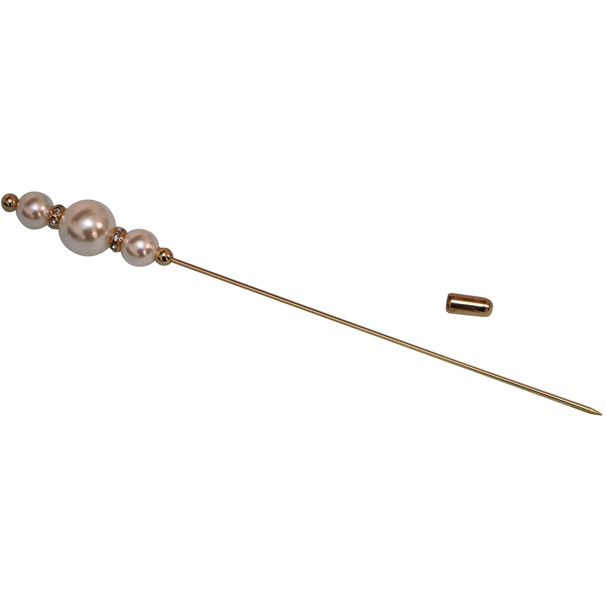 Hat Pins By Prideahead - With Pearl - Elegant Hair Pin - Stick Pin/Suit Pin For Men/Women (2 Pins)