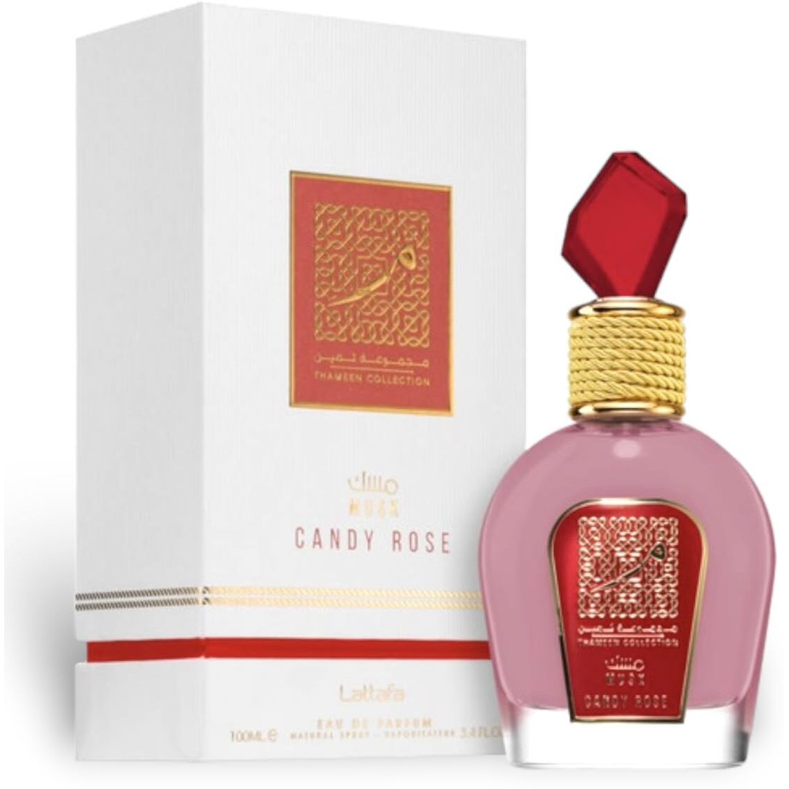 Lattafa Musk Candy Rose Thameen Collection Eau De Parfum Spray For Women  3.4 Ounce