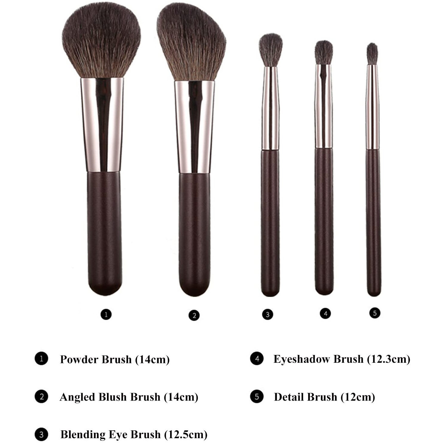Kanviensl Travel Makeup Brushes Set W/Pouch  Portable 5Pcs Professional Mini Cosmetic Brushes Kit For Powder Blush Concealers Contouring Highlighting