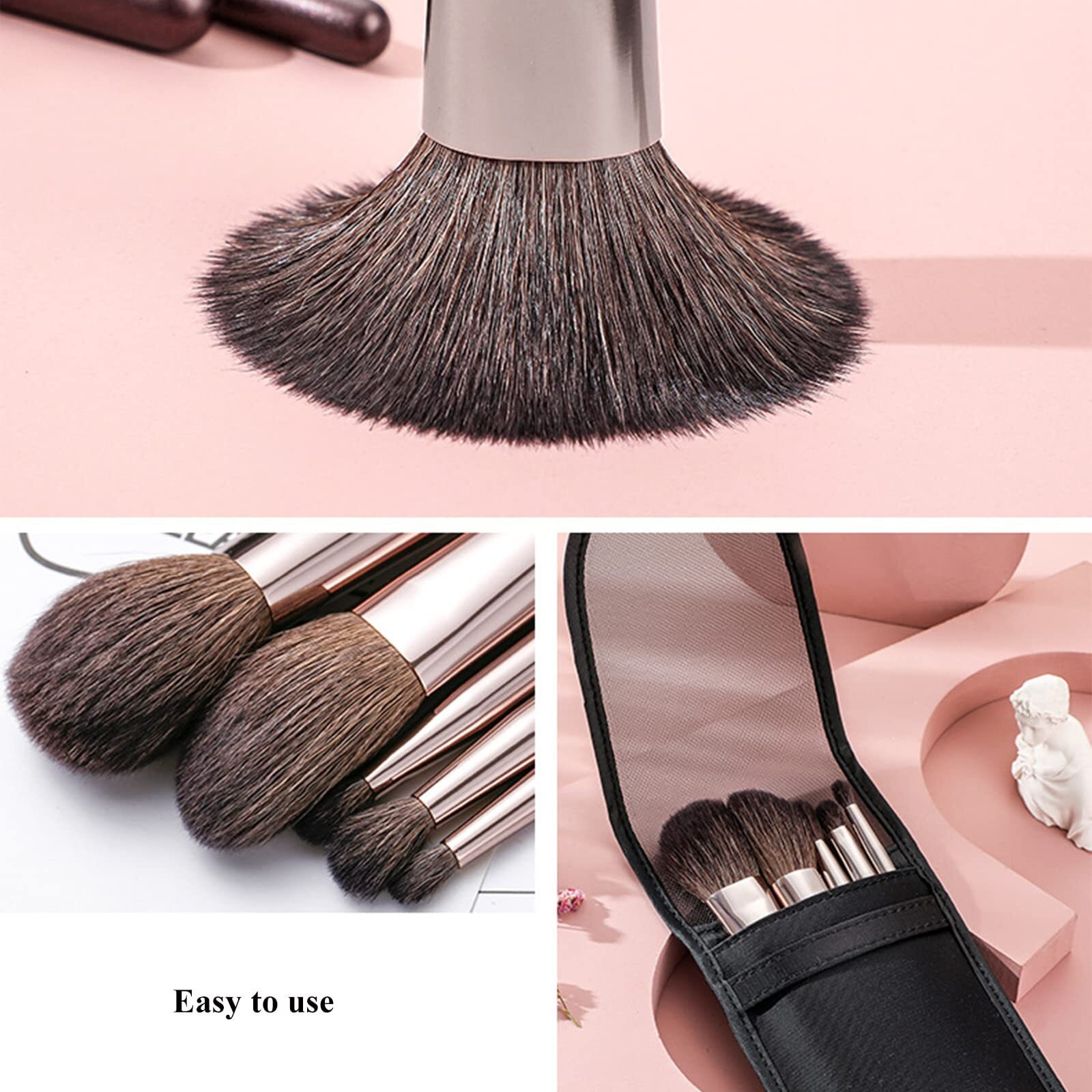 Kanviensl Travel Makeup Brushes Set W/Pouch  Portable 5Pcs Professional Mini Cosmetic Brushes Kit For Powder Blush Concealers Contouring Highlighting
