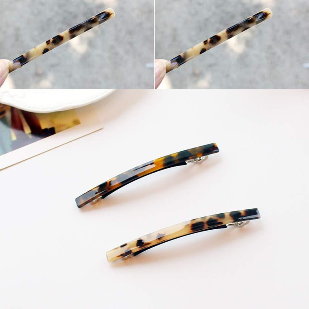 Luckycivia 4 Pack Hair Barrette  Long And Thin Handmade Celluloid Onyx Hair Clip  Elegant Automatic Hair Clip  Barrette Ponytail Holders For Women/Girls - 4 Inches