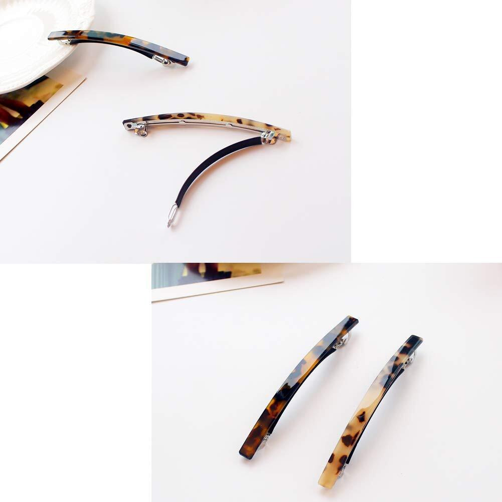 Luckycivia 4 Pack Hair Barrette  Long And Thin Handmade Celluloid Onyx Hair Clip  Elegant Automatic Hair Clip  Barrette Ponytail Holders For Women/Girls - 4 Inches