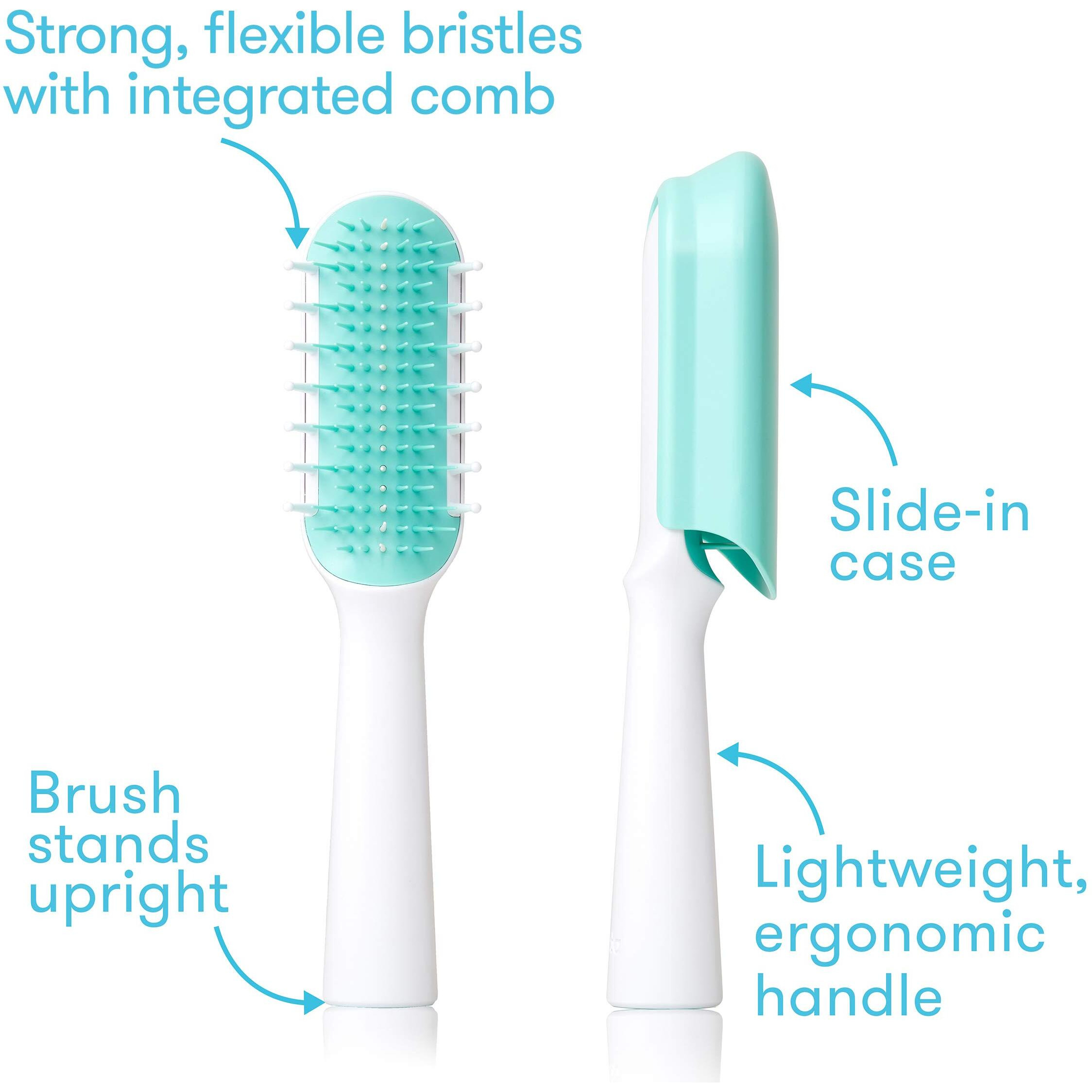 Frida Baby Thick Or Curly Hair Detangler Brush For Kids  Toddler Hairbrush Detangles Knots Without Tears Or Breakage  Comb Teeth And Bristle Design  White/Blue  1 Count