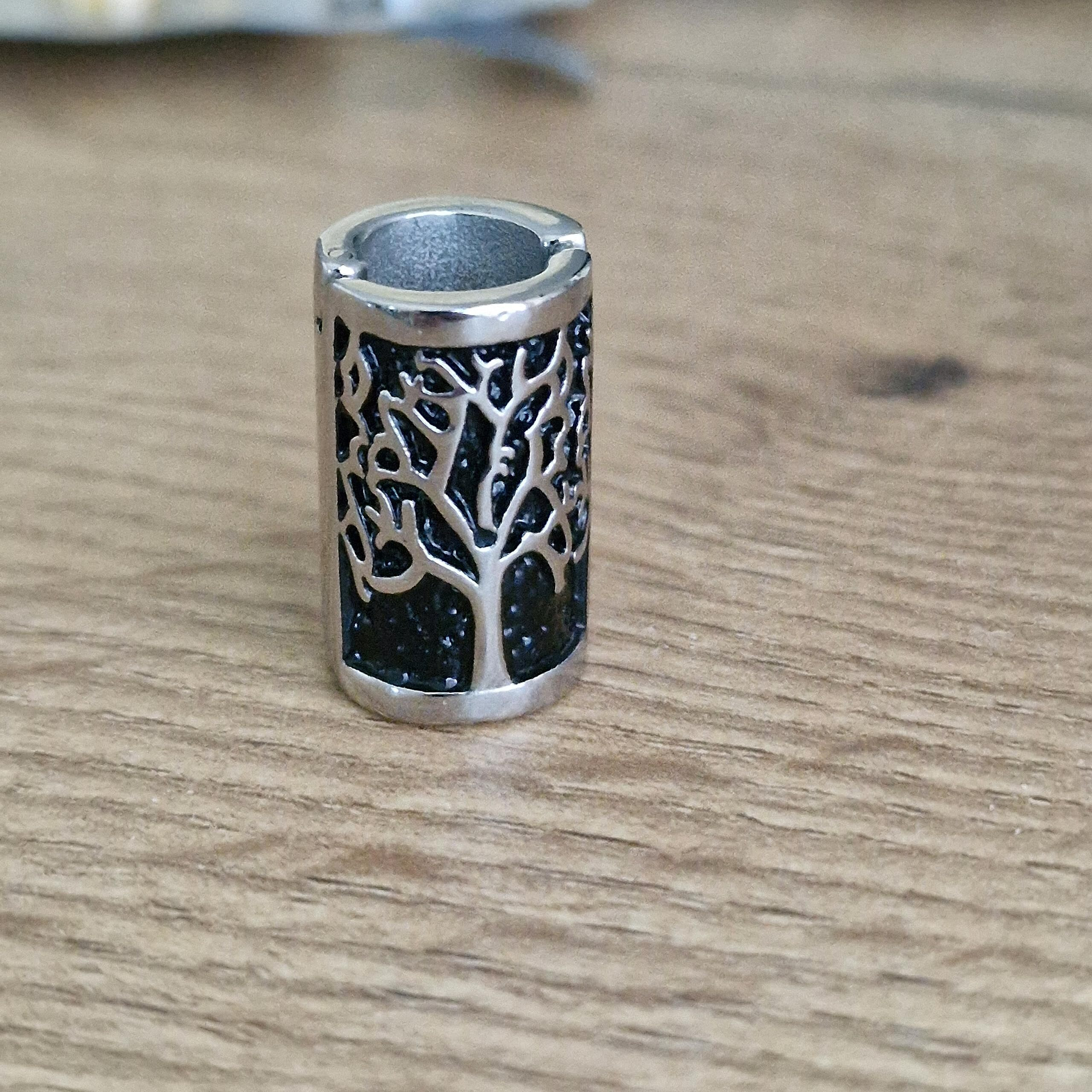 Valhalla Opening Viking Beard Bead For Men 1Pcs  Viking Hair Accessories 8X12X20Mm  Tree Of Life  Silver Stainless Steel Large