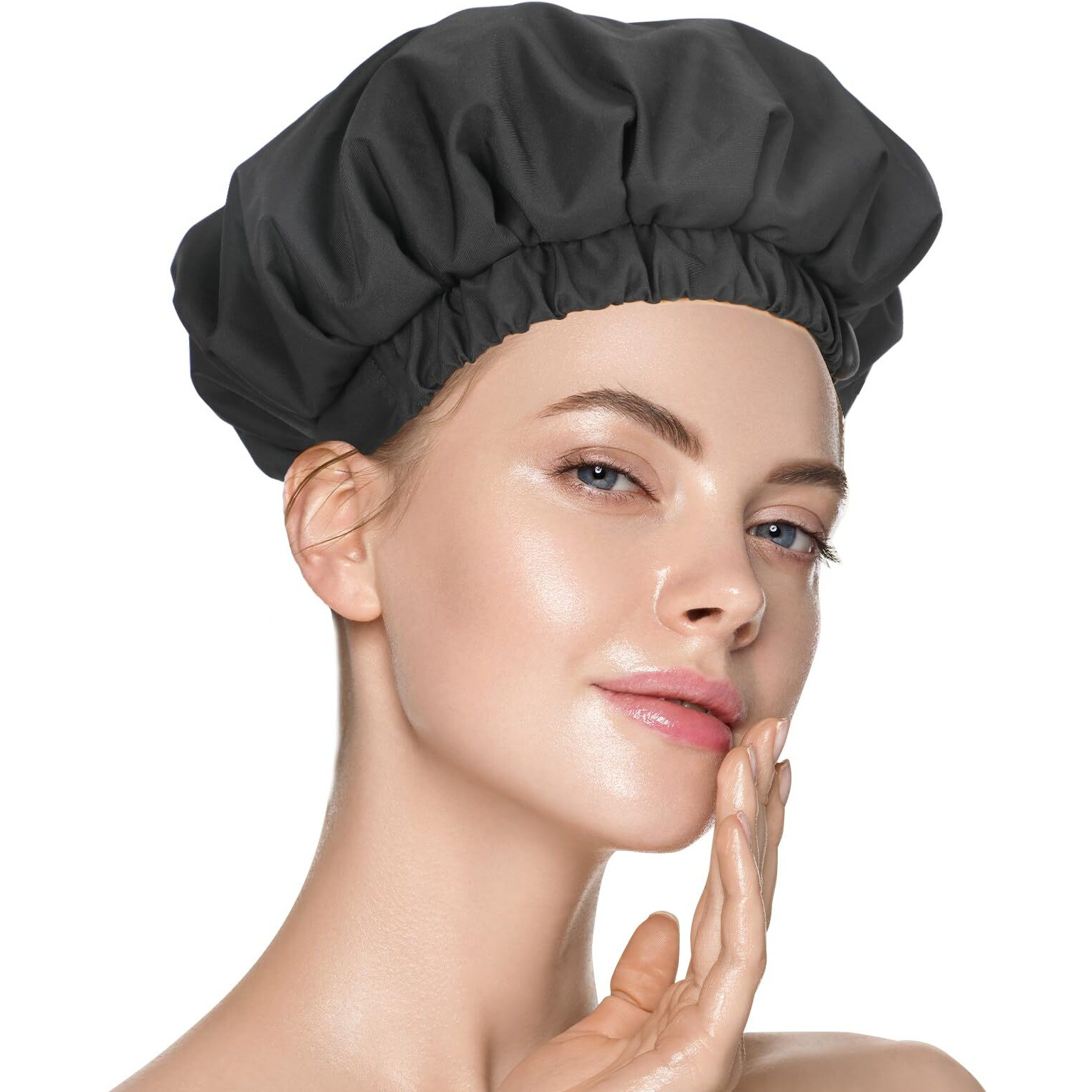 Luxury Shower Cap For Women  Waterproof Reusable Shower Caps Double Layers Microfiber Terry Lined With Dry Hair Function  Extra Large For Long Hair  Adjustable For Most Heads Size