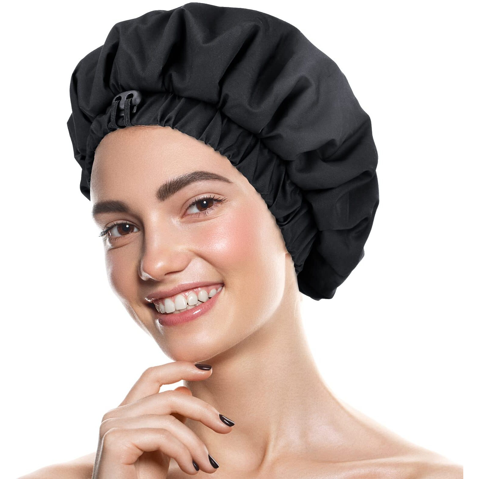 Luxury Shower Cap For Women  Waterproof Reusable Shower Caps Double Layers Microfiber Terry Lined With Dry Hair Function  Extra Large For Long Hair  Adjustable For Most Heads Size
