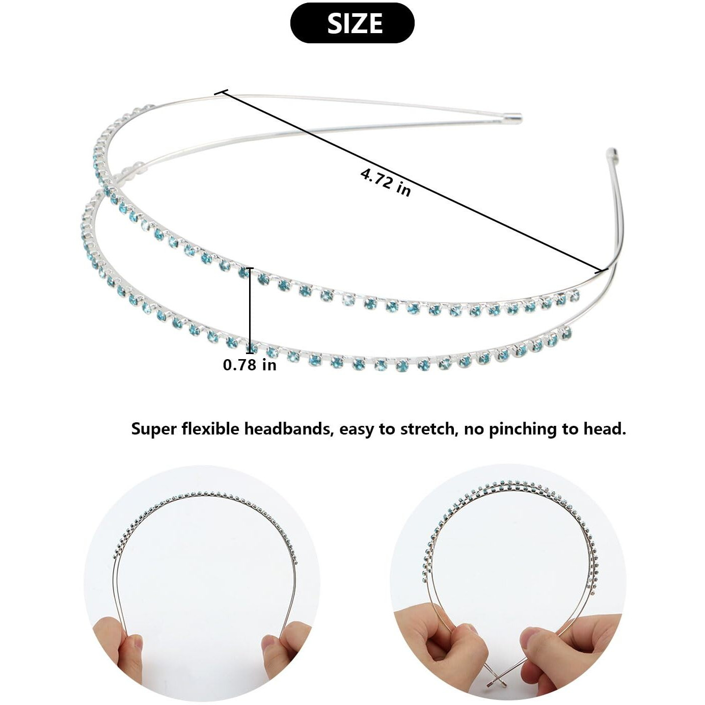 Wecoe 4 Pack Rhinestone Headband Light Blue Headband Flower Girl Bridal Wedding Headband Crystal Headpiece Flower Leaf Butterfly Metal Headband Little Girls Kids Hair Accessories For Women Girls Gifts