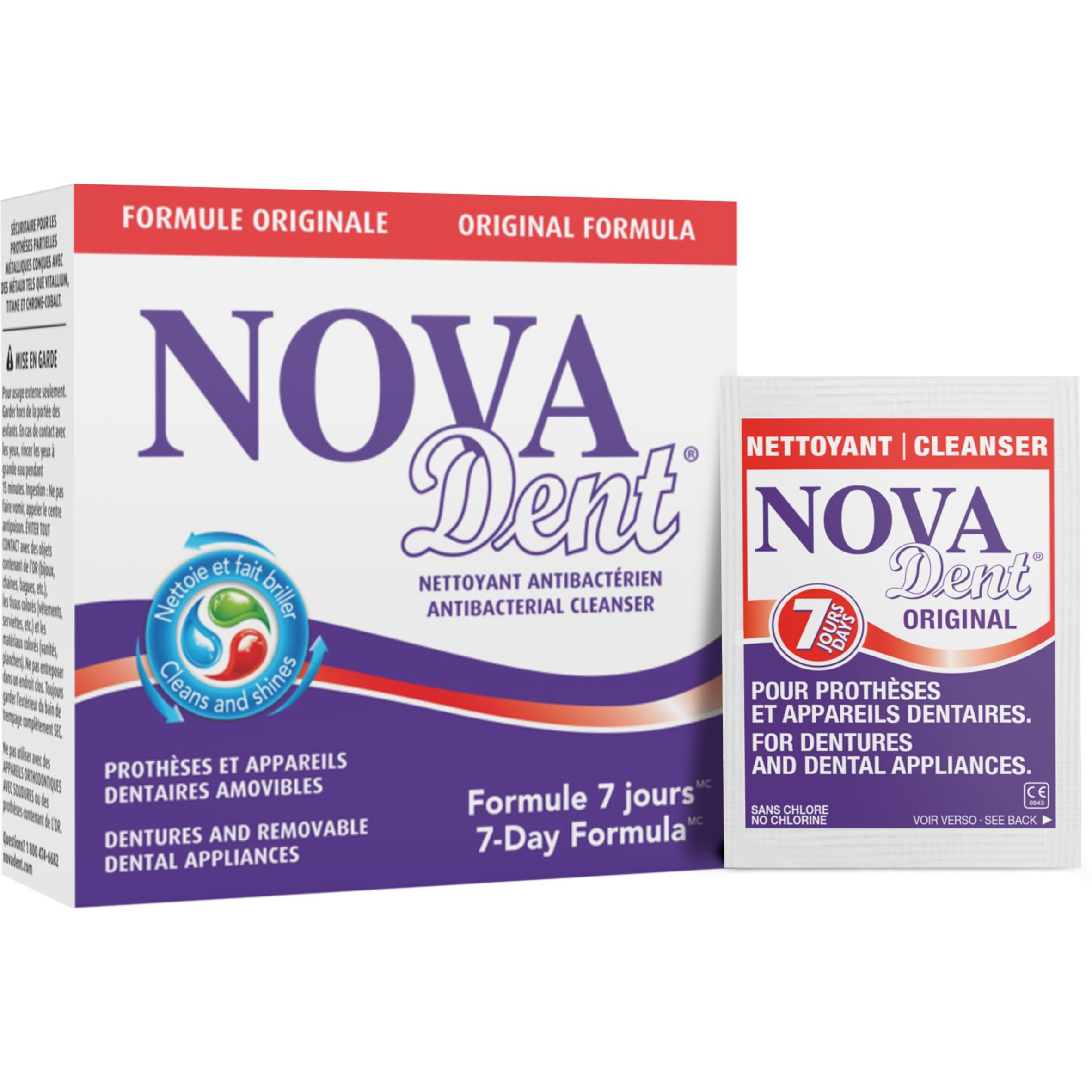 Novadent Dentures Cleaner - For Dental Appliances  Retainers  Trays  Mouth Guards  Teeth Aligners - 3 Months (12 Sachets)