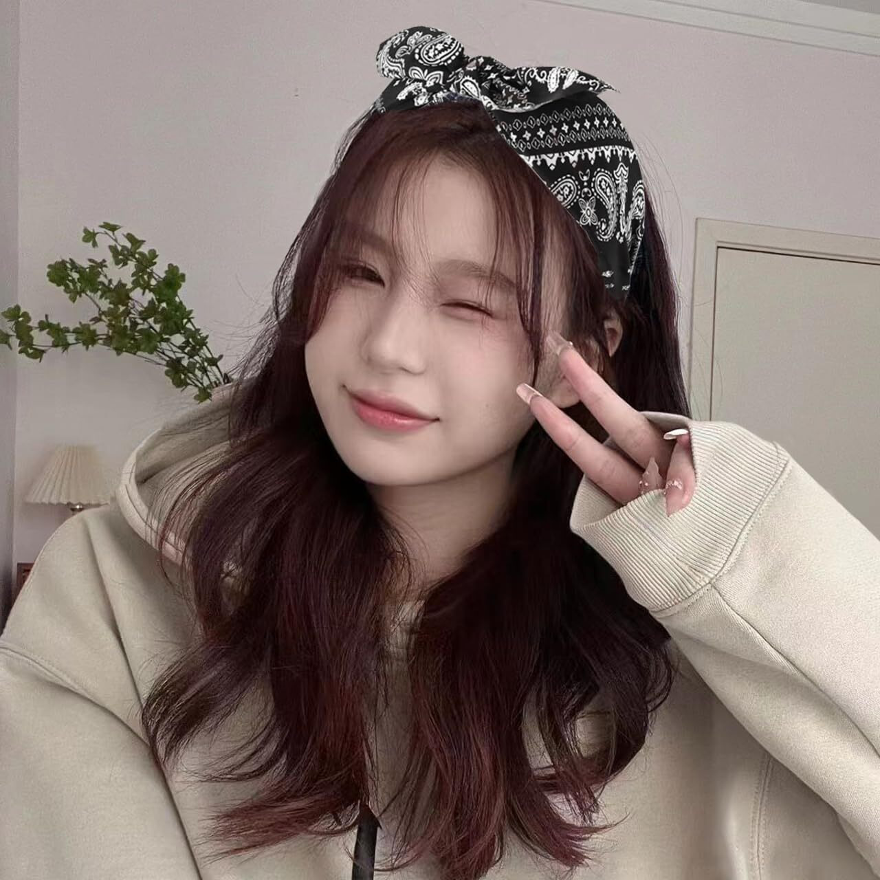 Bandana Headband Knotted Bow Headbands For Women Boho Hair Bands Hairband With Bow Rabbit Ear Head Bands Paisley Bandana Headbands For Women Girls Black Bowknot Headband Bandana Hairband Accessories