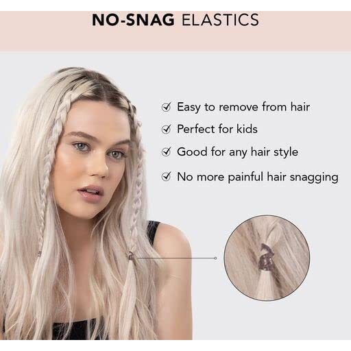 Kitsch No Snag Small Elastic Hair Ties - Rubber Bands For Hair | Baby Hair Ties & Small Hair Ties | Hair Rubber Bands & Elastic Hair Bands | Hair Elastics For Women's Hair - 5Pack  500Pcs (Brown)