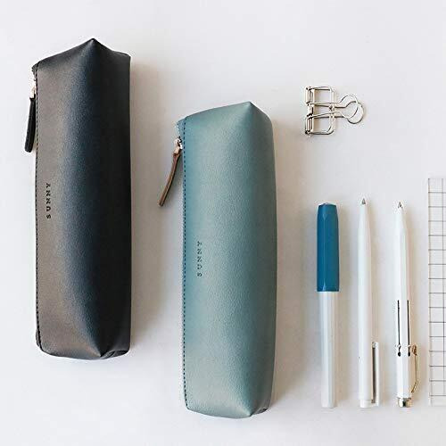 Doraking Pen Case Cosmetic Makeup Bag  Stationery Pouch Pu Leather Small Pencil Pouch Students Zipper Bag For Pens  Pencils  Markers (Dark Green)