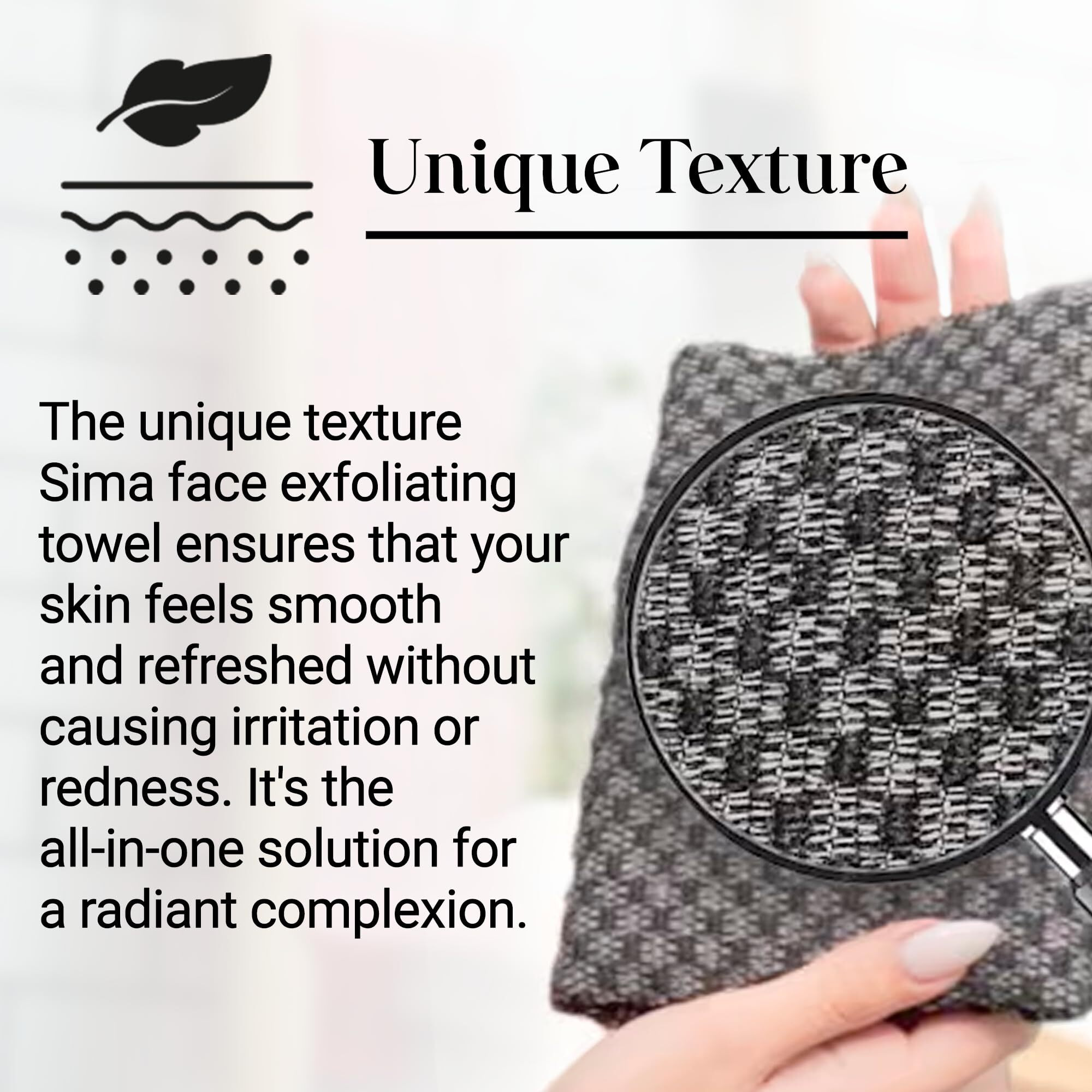 Sima Brand Exfoliating Washcloth Face & Body Scrub Towel - Japanese Exfoliating Towel With Hexagon Fibers  Exfoliating Body Scrubber With 2 Sides For Scrubbing & Washing (Face Towel - Black)