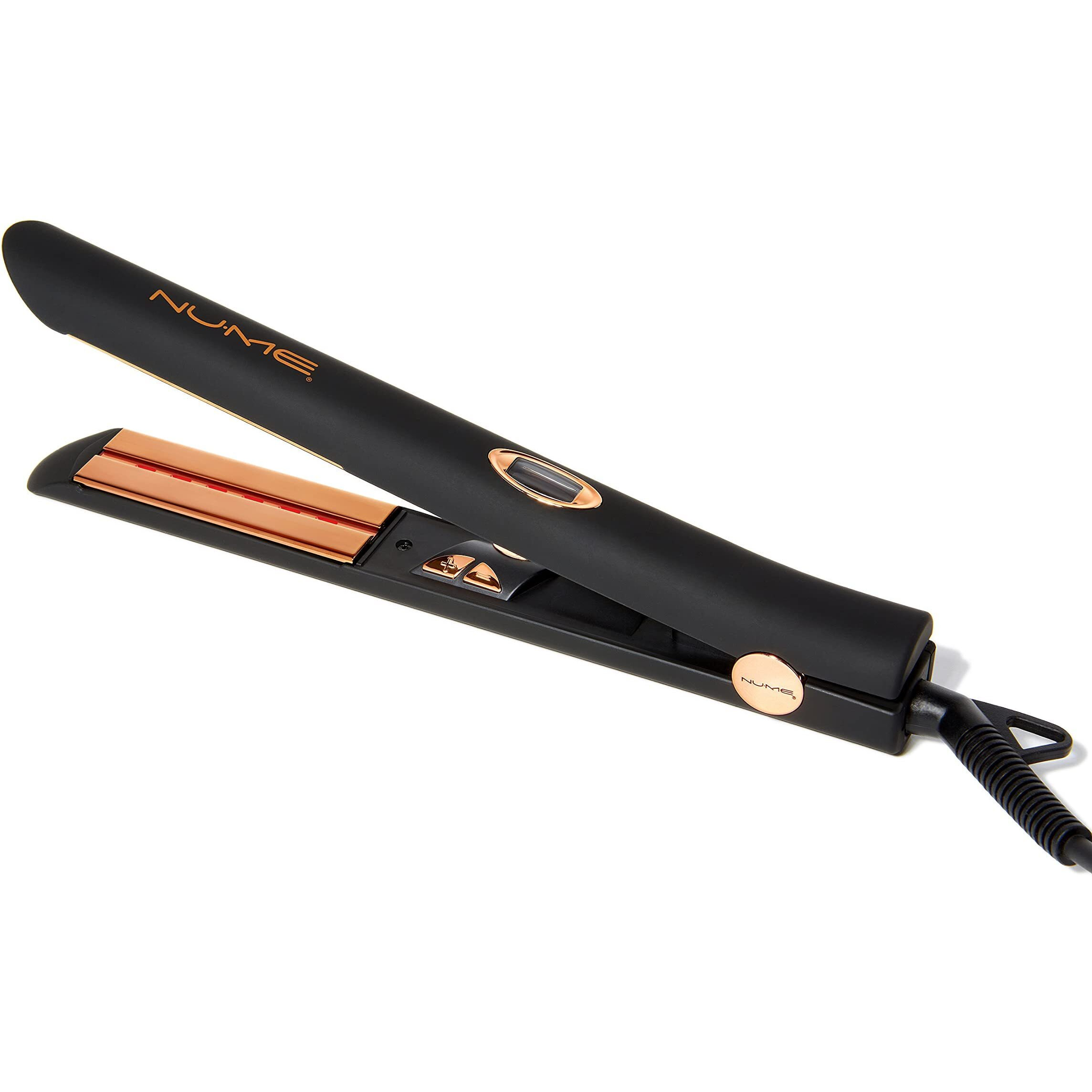 Nume Style Setter Hair Straightener Titanium Flat Iron - 1 Inch Floating Plates Hair Iron With Negative Ion Conditioning - Infrared Light Strip - Dual Voltage -Smooth And Shiny Results