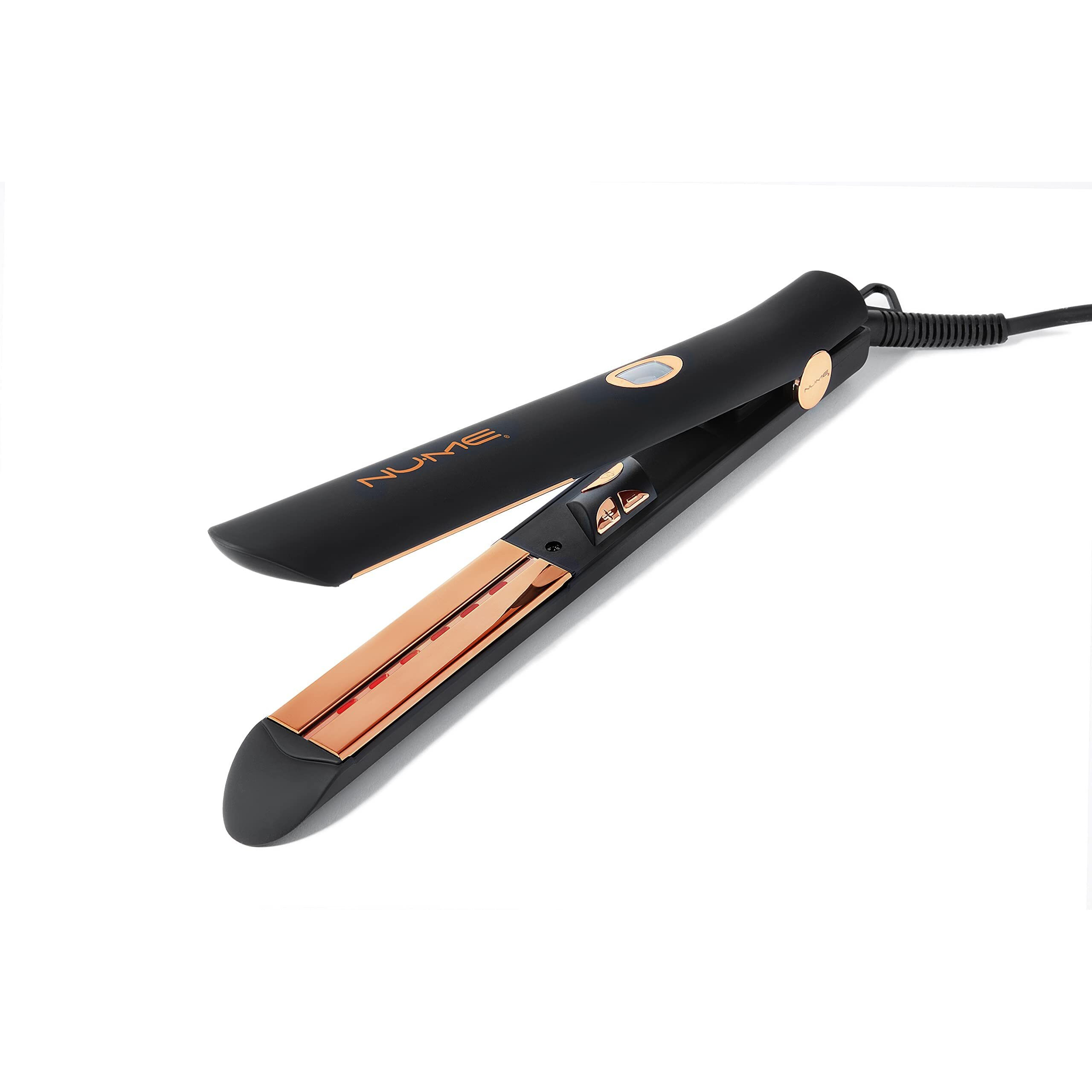 Nume Style Setter Hair Straightener Titanium Flat Iron - 1 Inch Floating Plates Hair Iron With Negative Ion Conditioning - Infrared Light Strip - Dual Voltage -Smooth And Shiny Results
