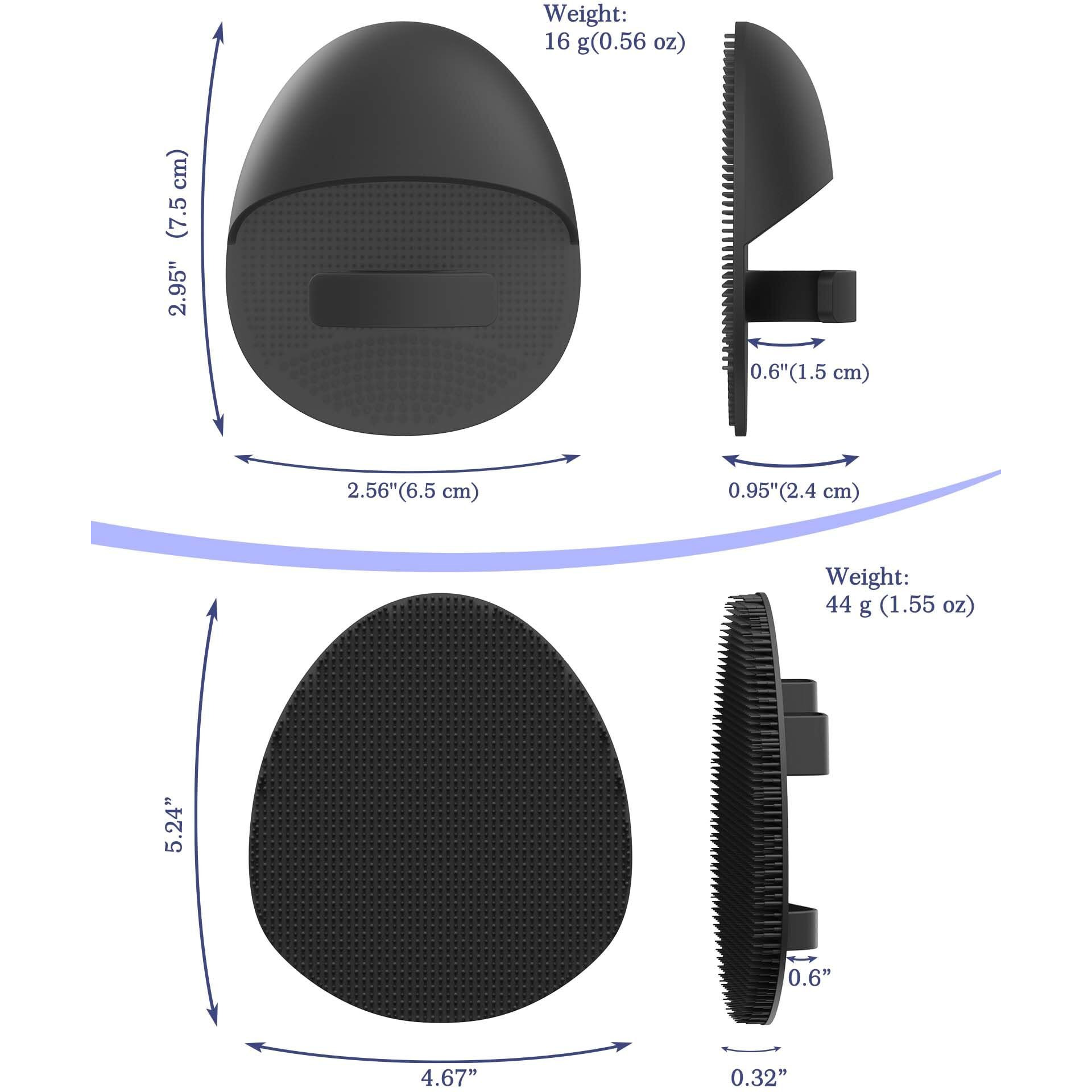 Manmihealth Silicone Back Scrubber (Thick Bristles) & Bath Glove & Face Brush Set(3Pcs)  Super-Exfoliating & Lathering Body Scrubber  Shower Brush  Face Scrubber Combination  With A Free Hook.(Black)