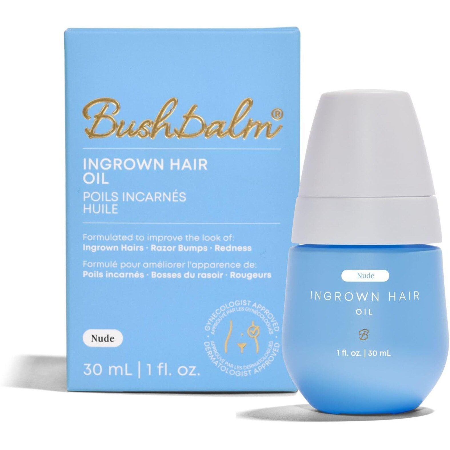 Bushbalm Ingrown Hair Oil - Helps With Ingrown Hair  Underarm Bumps  Soothes Skin  Razor Bumps And Post Shave Redness  30 Ml - Nude Oil