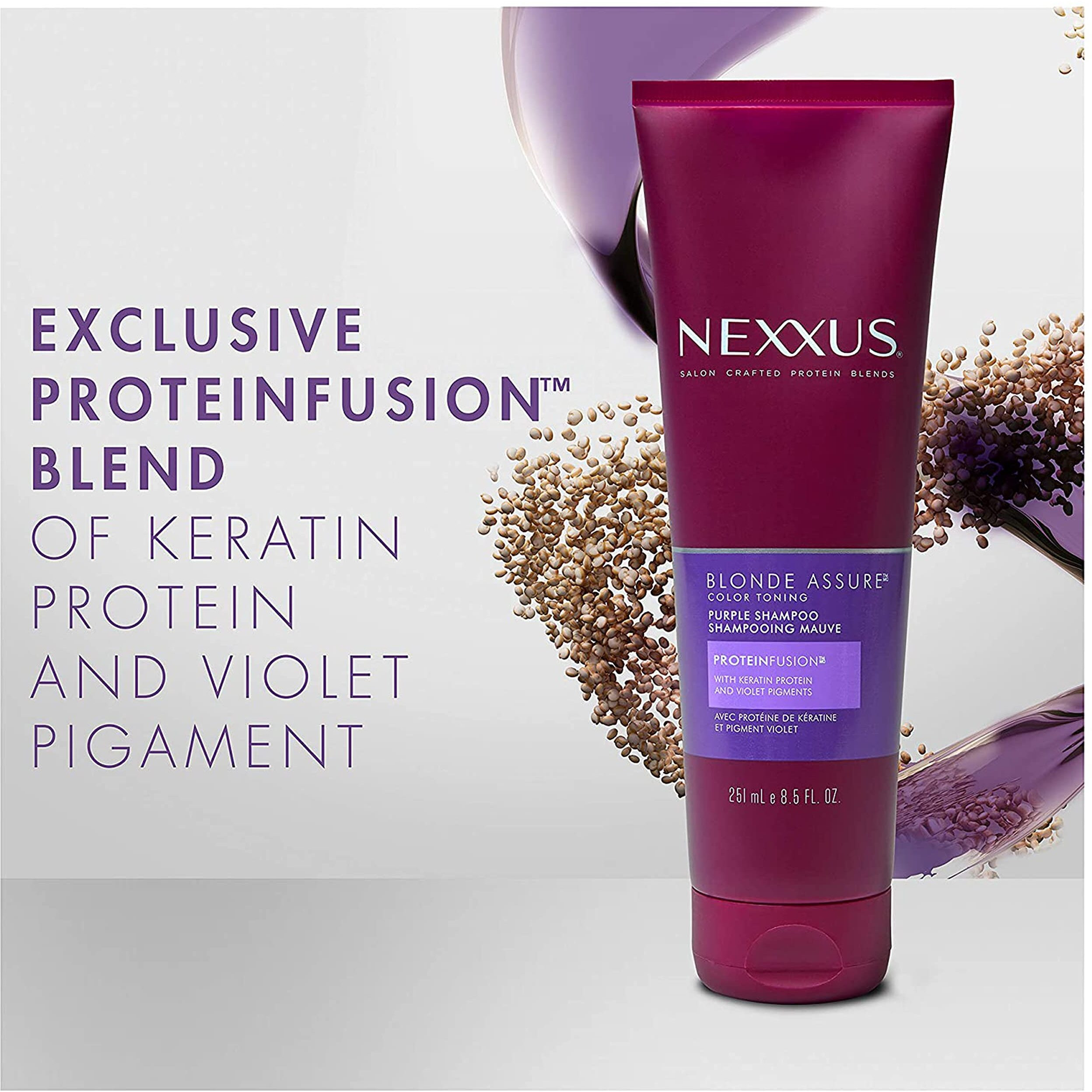 Nexxus Blonde Assure Purple Shampoo  For Blonde Hair Color Care Shampoo  Keratin Protein 8.5 Oz
