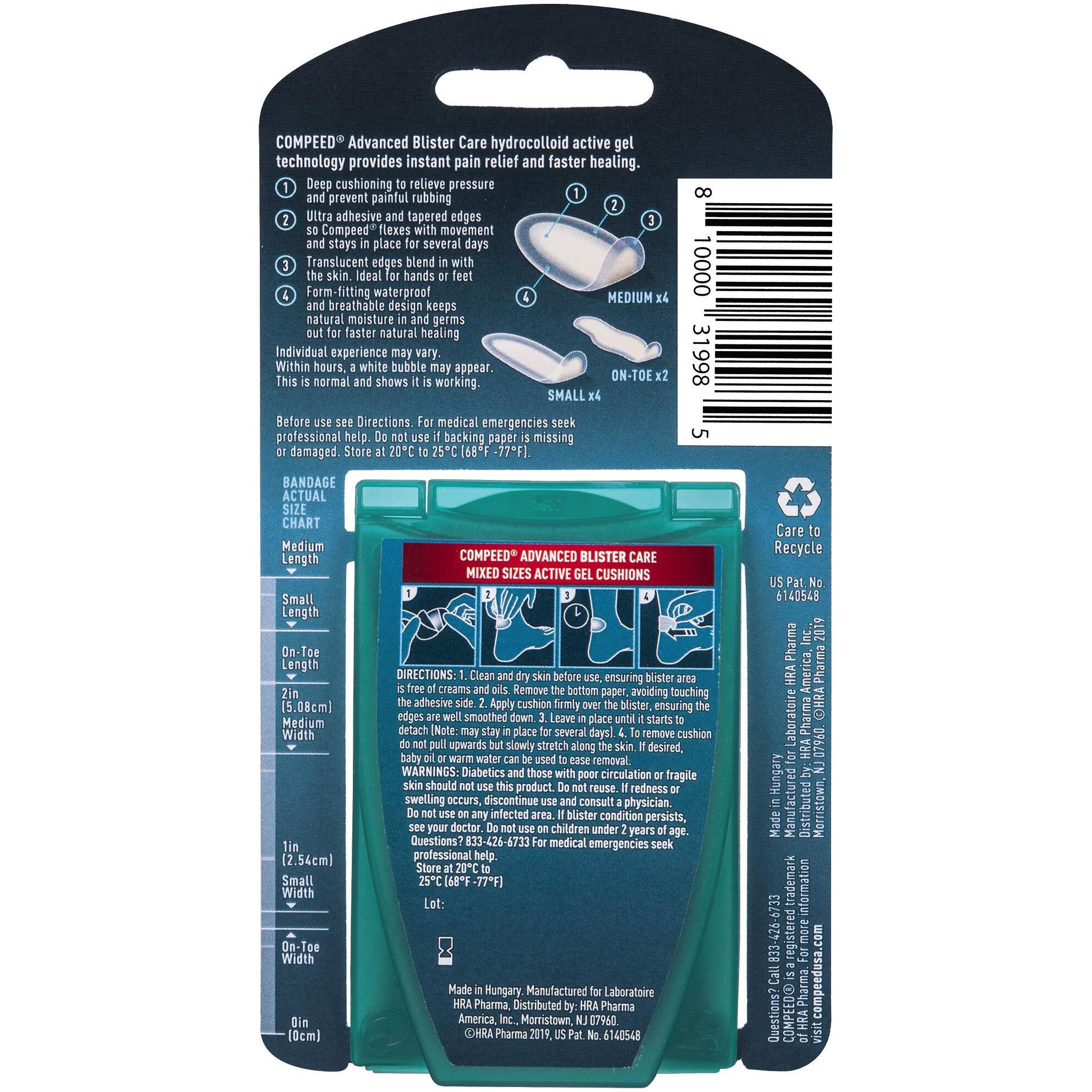 Compeed Advanced Blister Cusions  Mixed Sizes  10 Count