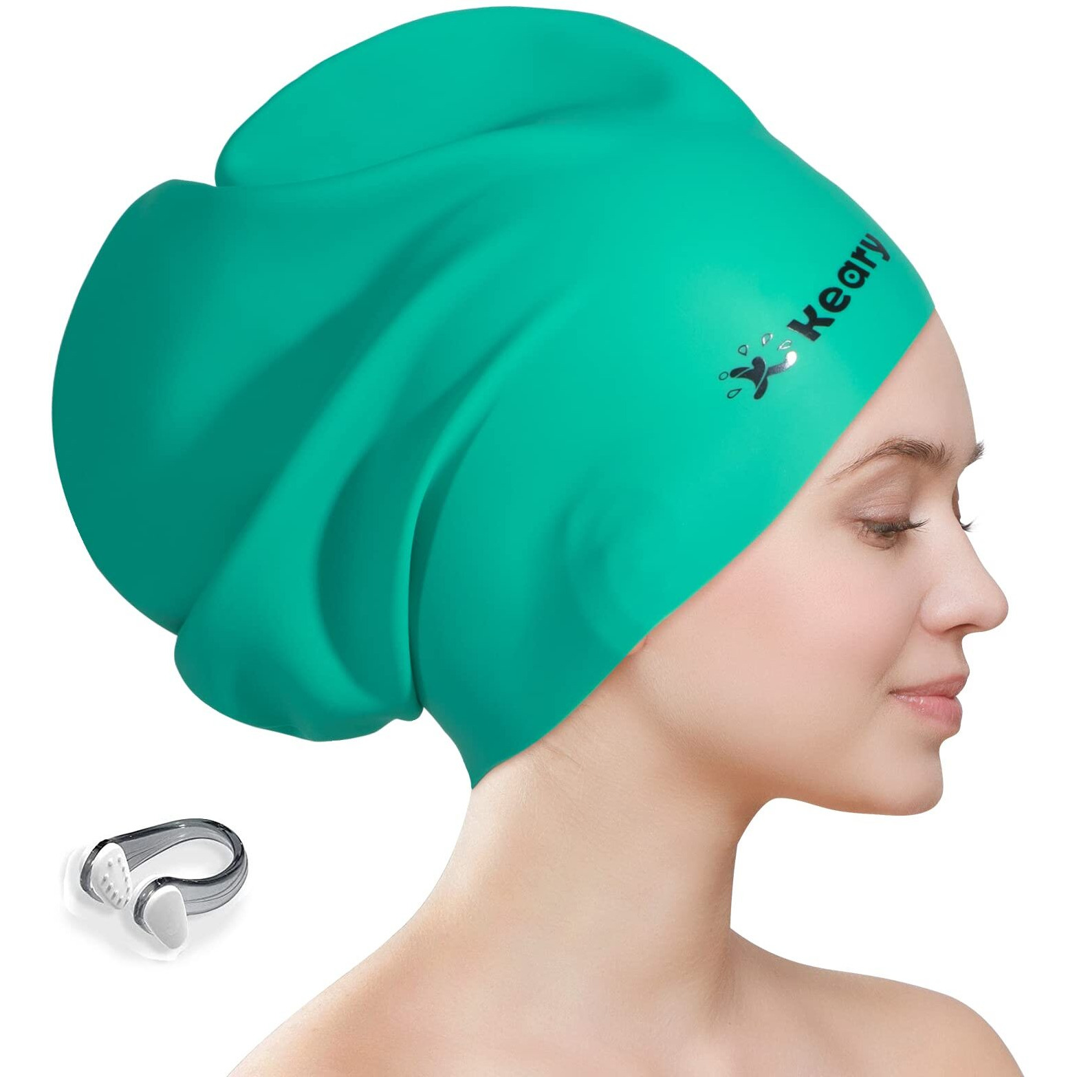 Extra Large Swim Cap For Braids And Dreadlocks Afro Hair Long Hair  Waterproof Silicone Cover Ear Bath Pool Shower Swimming Cap For Women Men Youth Adult Kids Girls To Keep Hair Dry  Green