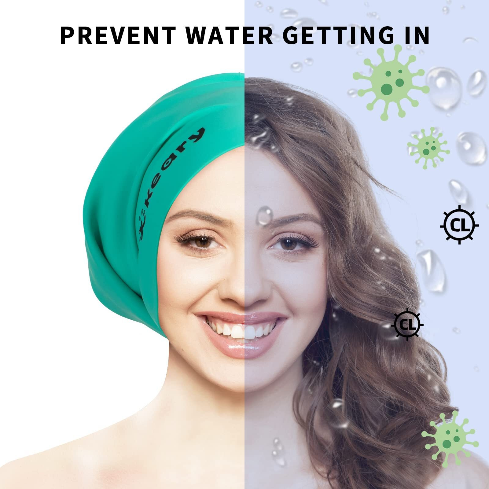 Extra Large Swim Cap For Braids And Dreadlocks Afro Hair Long Hair  Waterproof Silicone Cover Ear Bath Pool Shower Swimming Cap For Women Men Youth Adult Kids Girls To Keep Hair Dry  Green