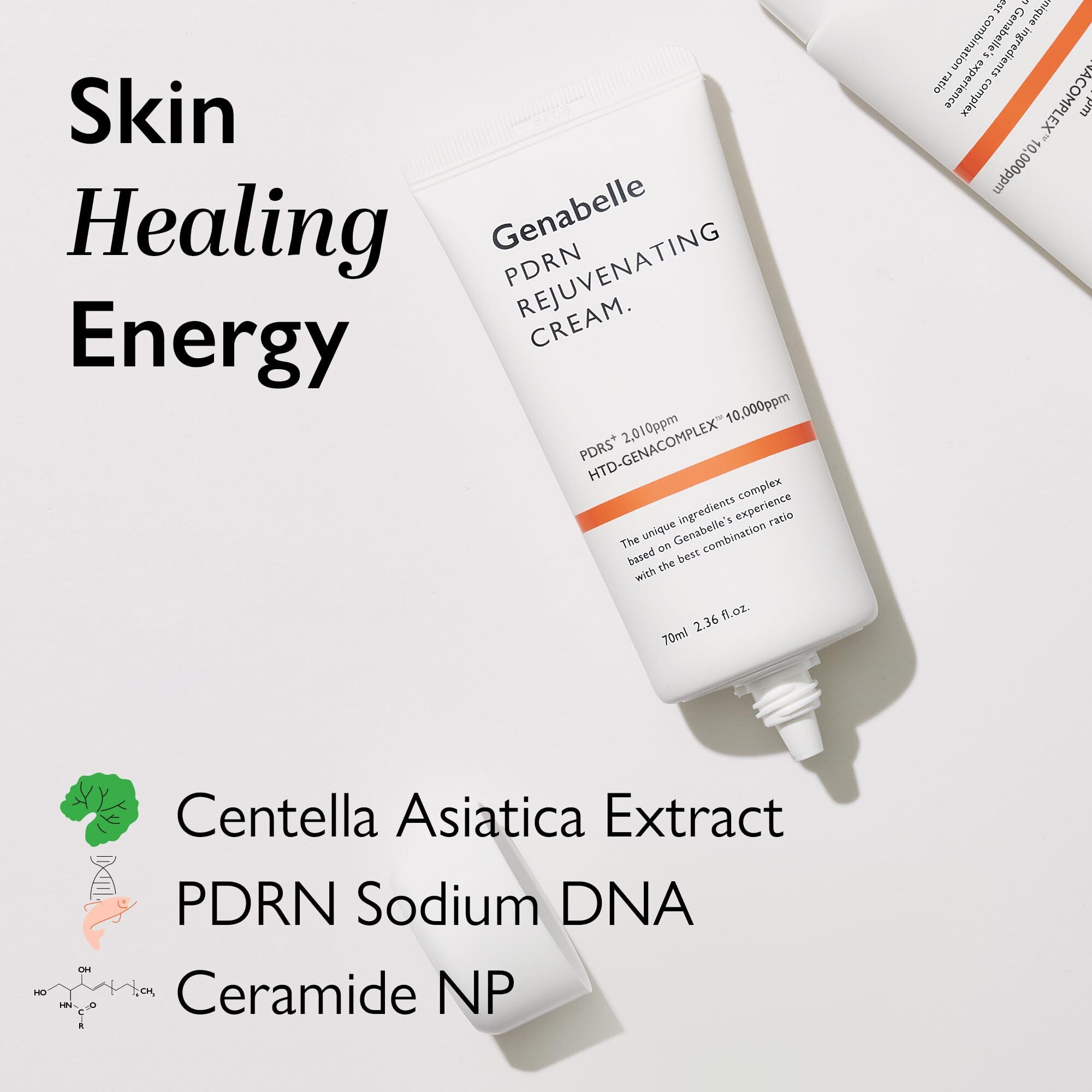 Genabelle Pdrn Rejuvenating Cream - Lightweight Moisturizer With Pdrn  Cica  Hyaluronic Acid - Nourishing  Hydrating  And Soothing Formula - 2.36 Fl.Oz