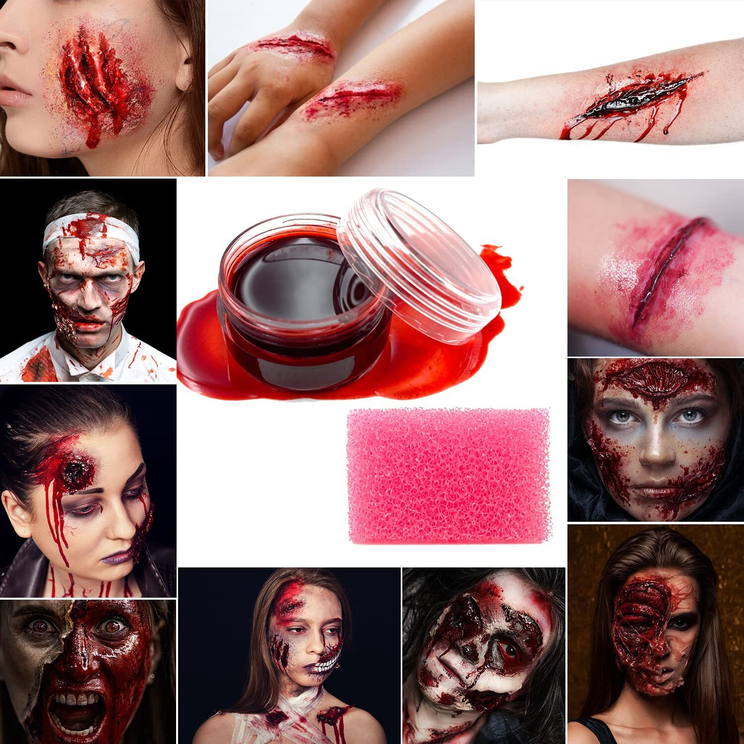 Immetee Scar Wax Sfx Makeup Kit  Face & Body Paint  Christmas Halloween Makeup Kit  Fake Blood  Painting Brushes  Spatula  Stipple Sponge  Stage Theatrical Party Cosplay  Carnival