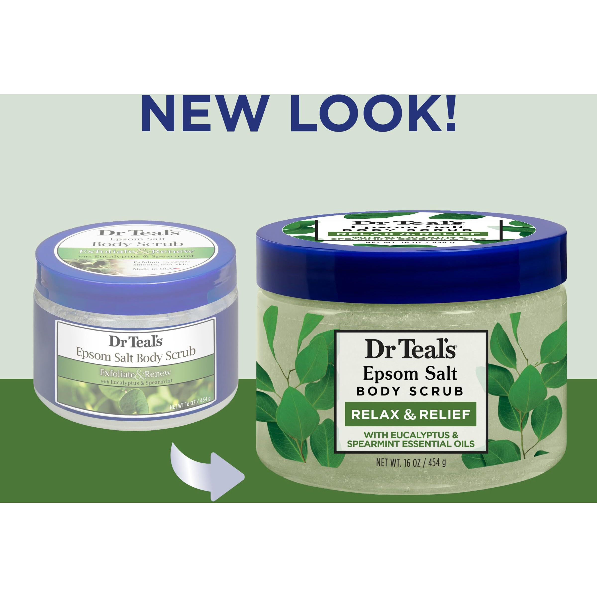 Dr Teal's Pure Epsom Salt Body Scrub  Relax & Relief With Eucalyptus & Spearmint Essential Oils  16 Oz (Pack Of 3) (Packaging May Vary)