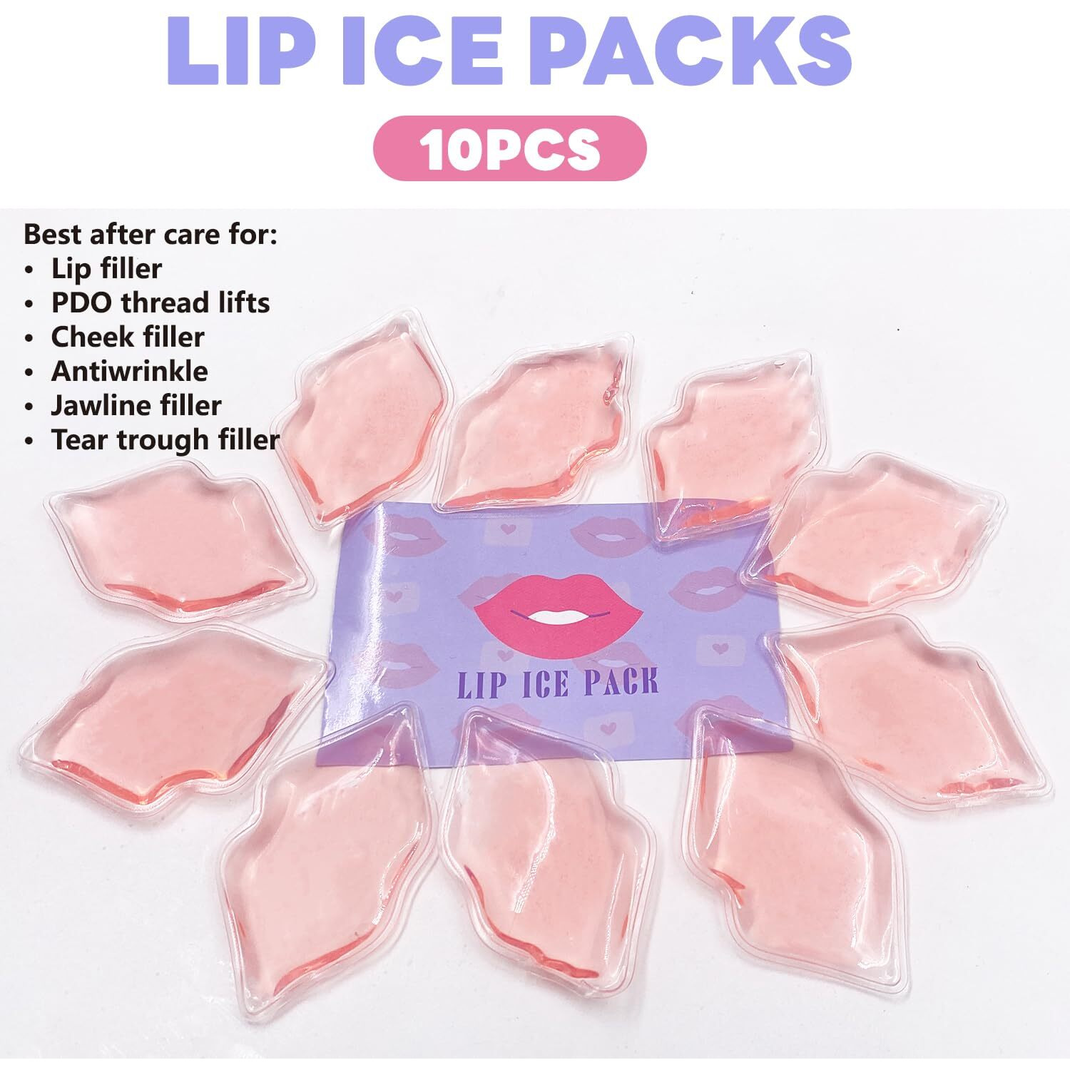 Lip Ice Pack For Cosmetic (10 Pcs) Ice Pack After Lip Ice Treatment  Reusable Ice Pack Lip Shape Ice Pack To Relieve Pain And Relax Lips  Anti-Aging Lip Care Ice Pack To Reduce Lip Swelling