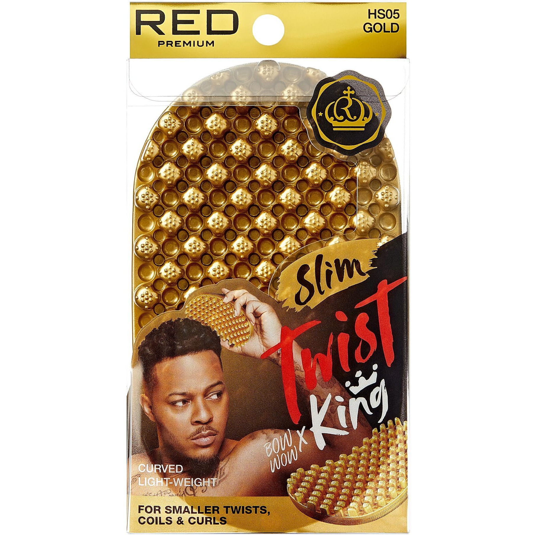 Red By Kiss Bow Wow X Twist King Luxury Twist Styler Washable And Durable Twist Brush For Afro Curl- Slim And Dense (Gold)