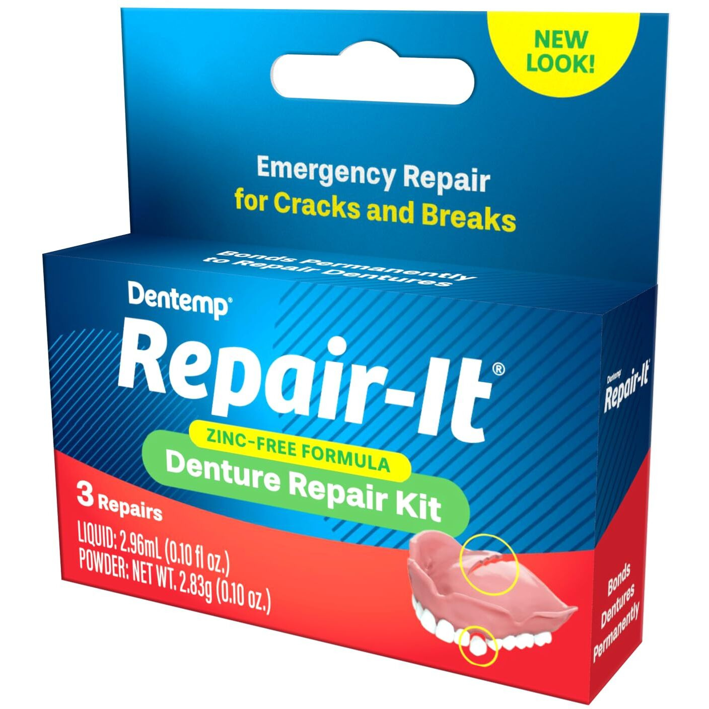 Dentemp Repair Kit - Repair-It Advanced Formula Denture Repair Kit (Pack Of 3) - Denture Repair Kit Repairs Broken Dentures - Denture Repair To Mend Cracks & Replace Loose Teeth