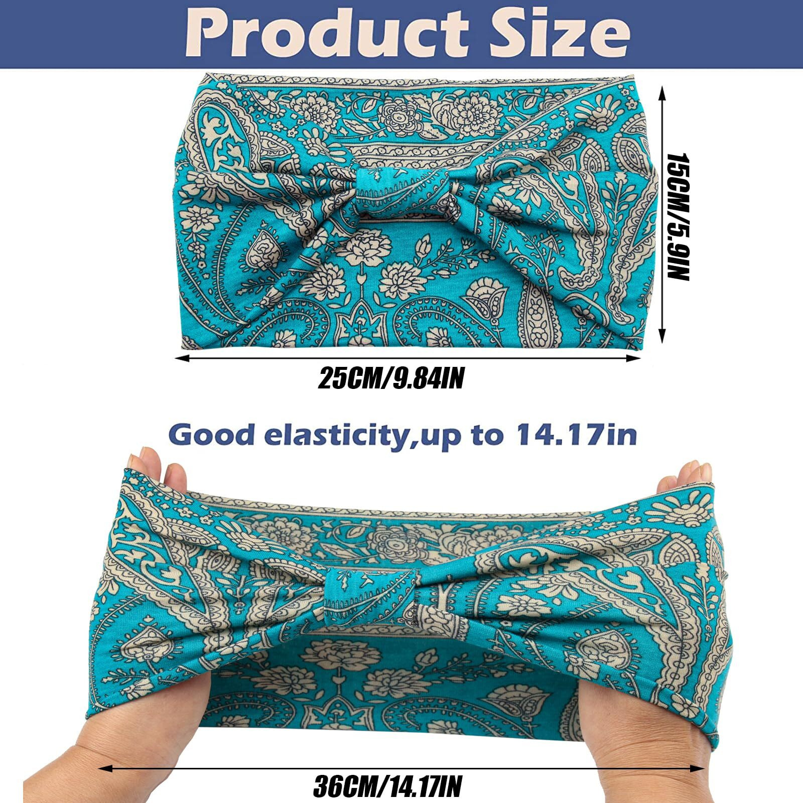 Yeshan Wide Headbands For Women Boho Knotted Head Wraps Turbans Non Slip Bandana Headbands Sport Yoga Workout Stretchy Hair Bands Pack Of 6