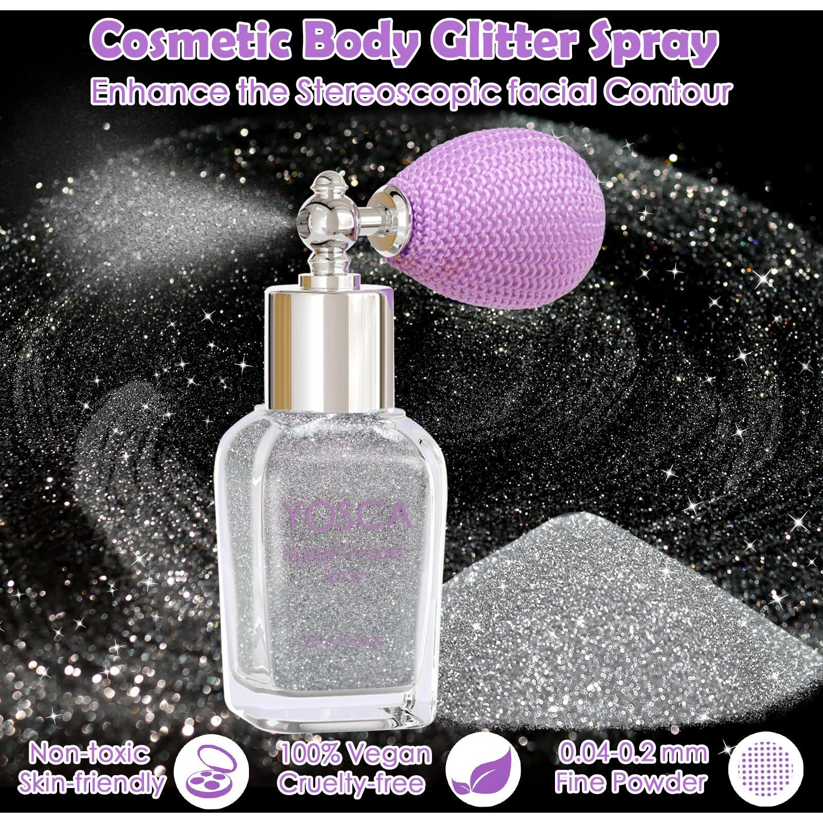 Yosca Body Glitter Spray  30Ml Diamond Body Shimmer Powder Hair Spray Silver Glitter Sparkle Highlighter Makeup Festival Accessorise For Rave Clothes Hair Face Nail Art - Fairy Diamond
