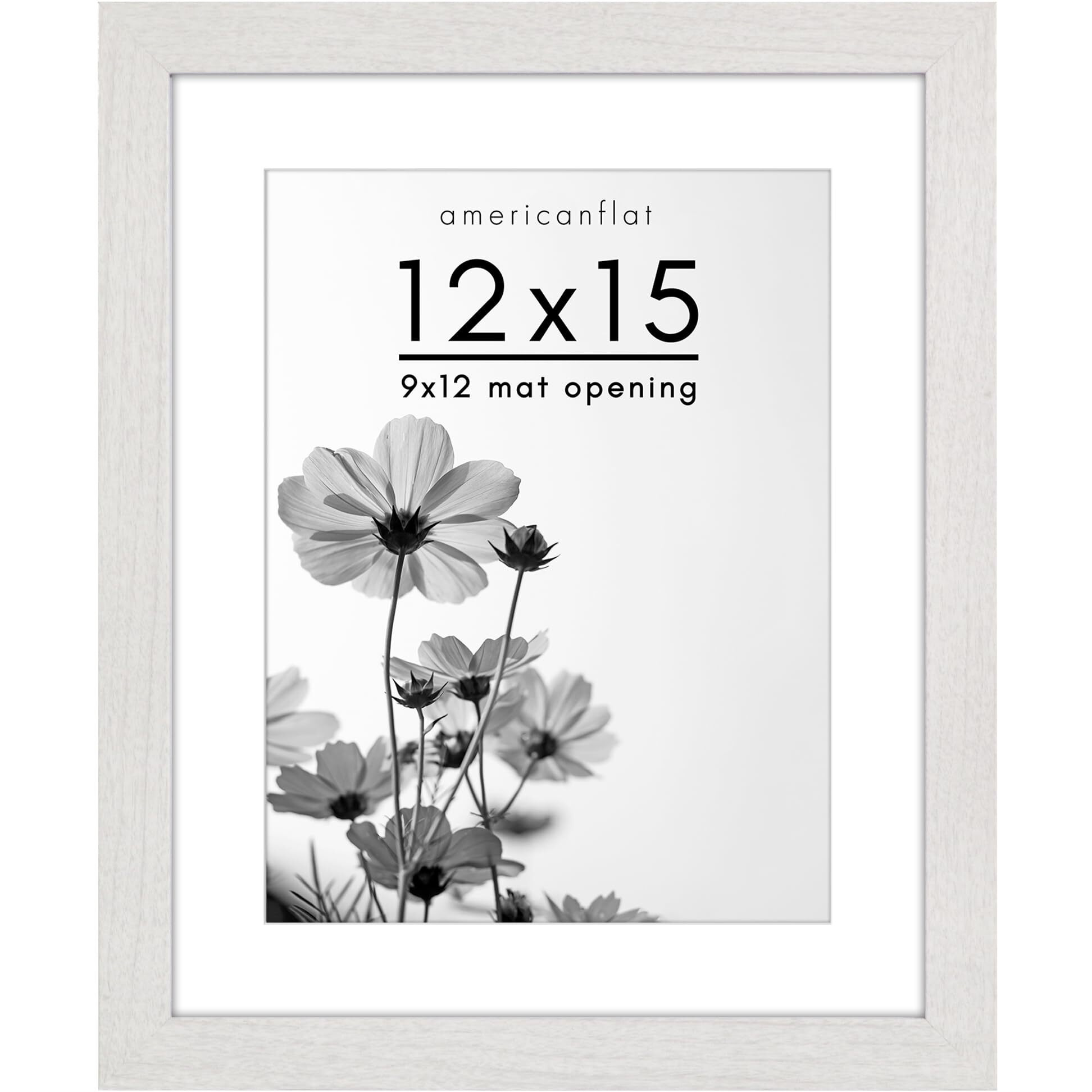 Americanflat 12X15 Picture Frame With Shatter-Resistant Glass - Use As 9X12 Frame With Mat Or 12X15 Frame Without Mat - Hudson Collection - Wide Photo Frame For Wall Display - White