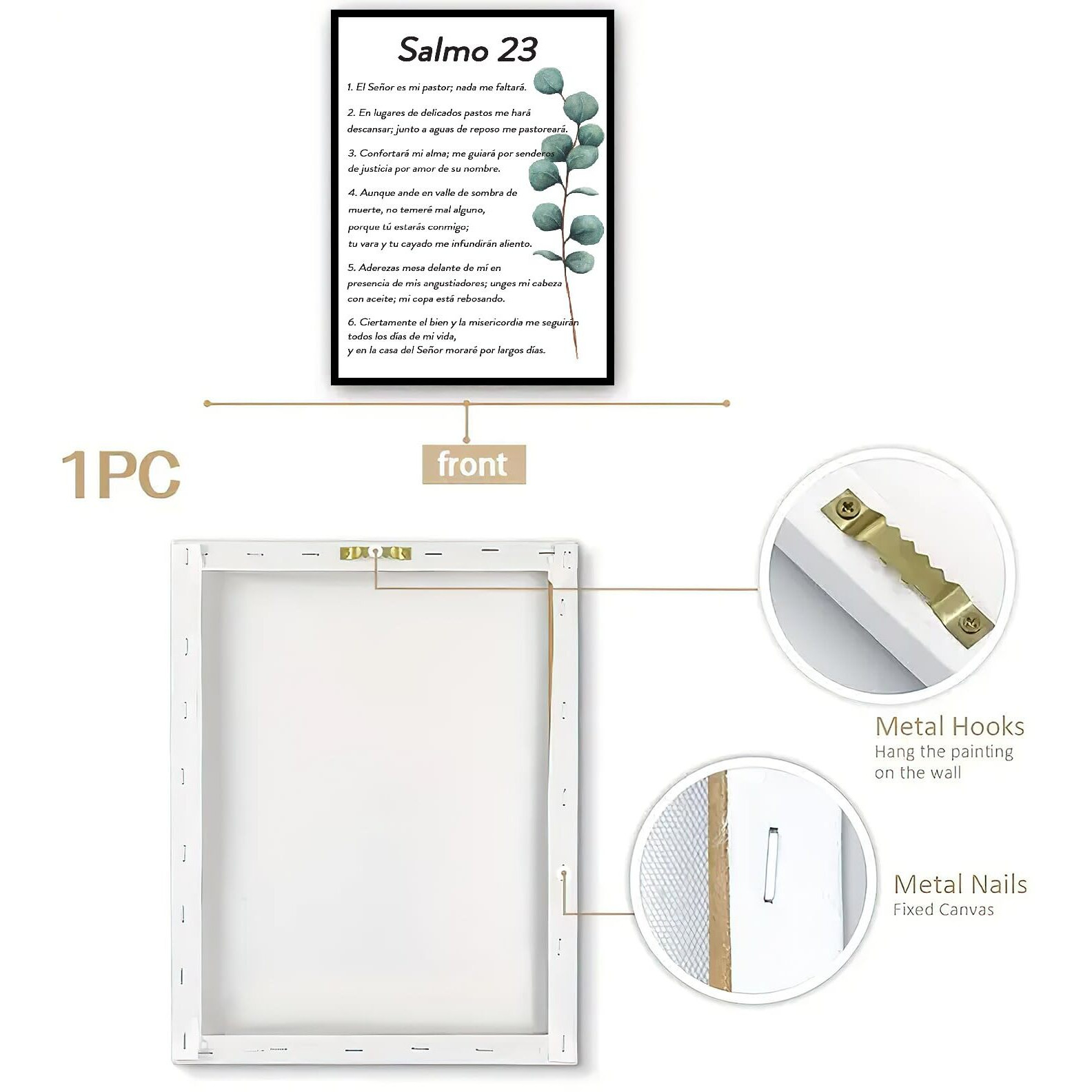 Bmotaso Salmo 23 En Espaol Para Pared Bible Verse Wall Art Scripture Biblical Psalm 23 Canvas Painting Christian Prayer Room Office Living Home Decor Gifts Framed Ready To Hang 8 * 12 Inch